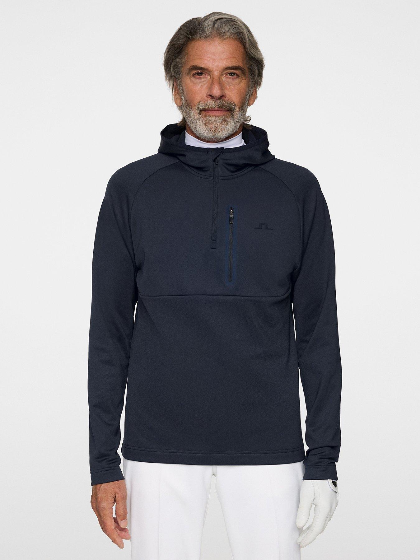 J Lindeberg Mens Golf Adam Quarter Zip Hood - Navy