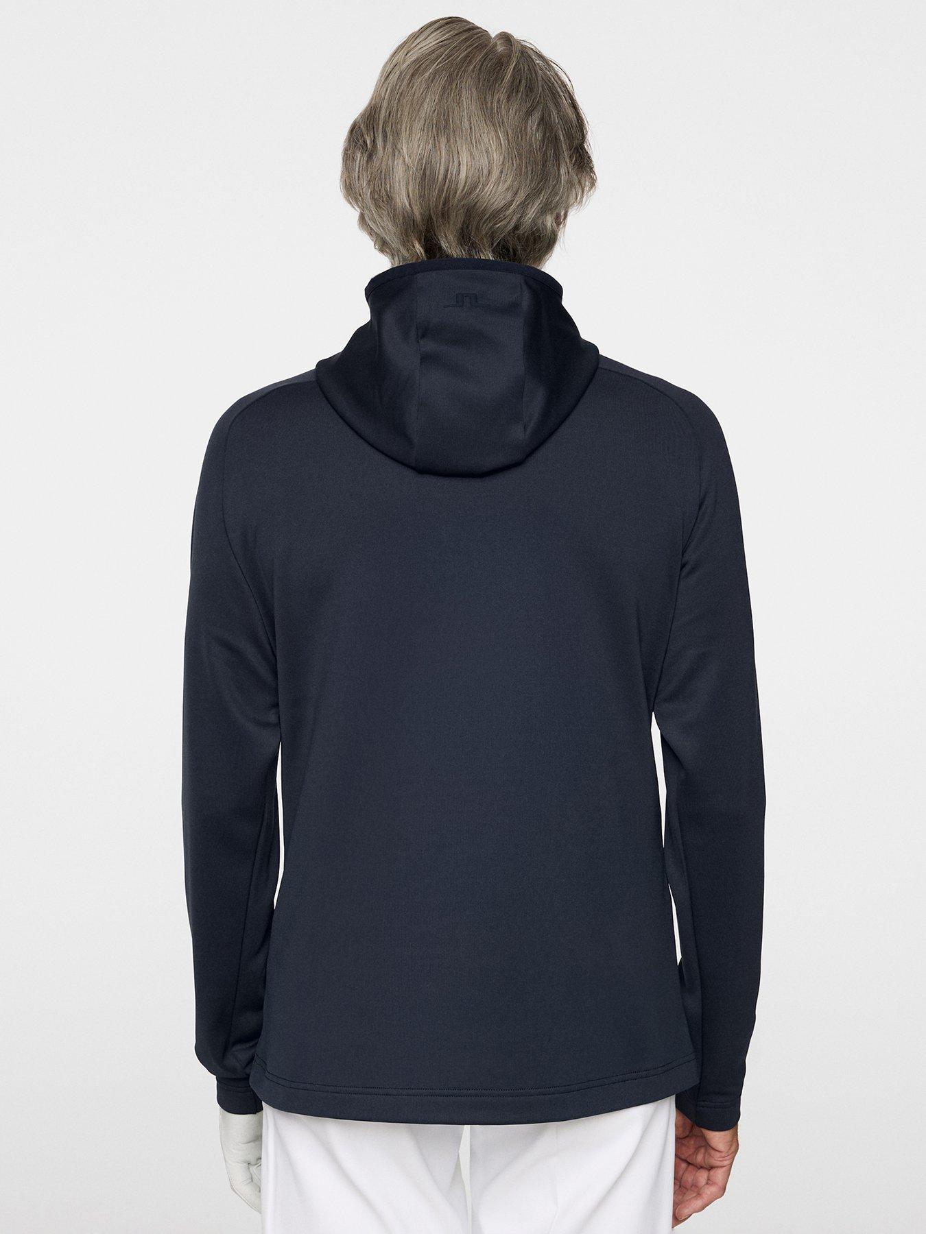 Image 2 of 5 of J LINDEBERG Mens Golf Adam Quarter Zip Hood - Navy