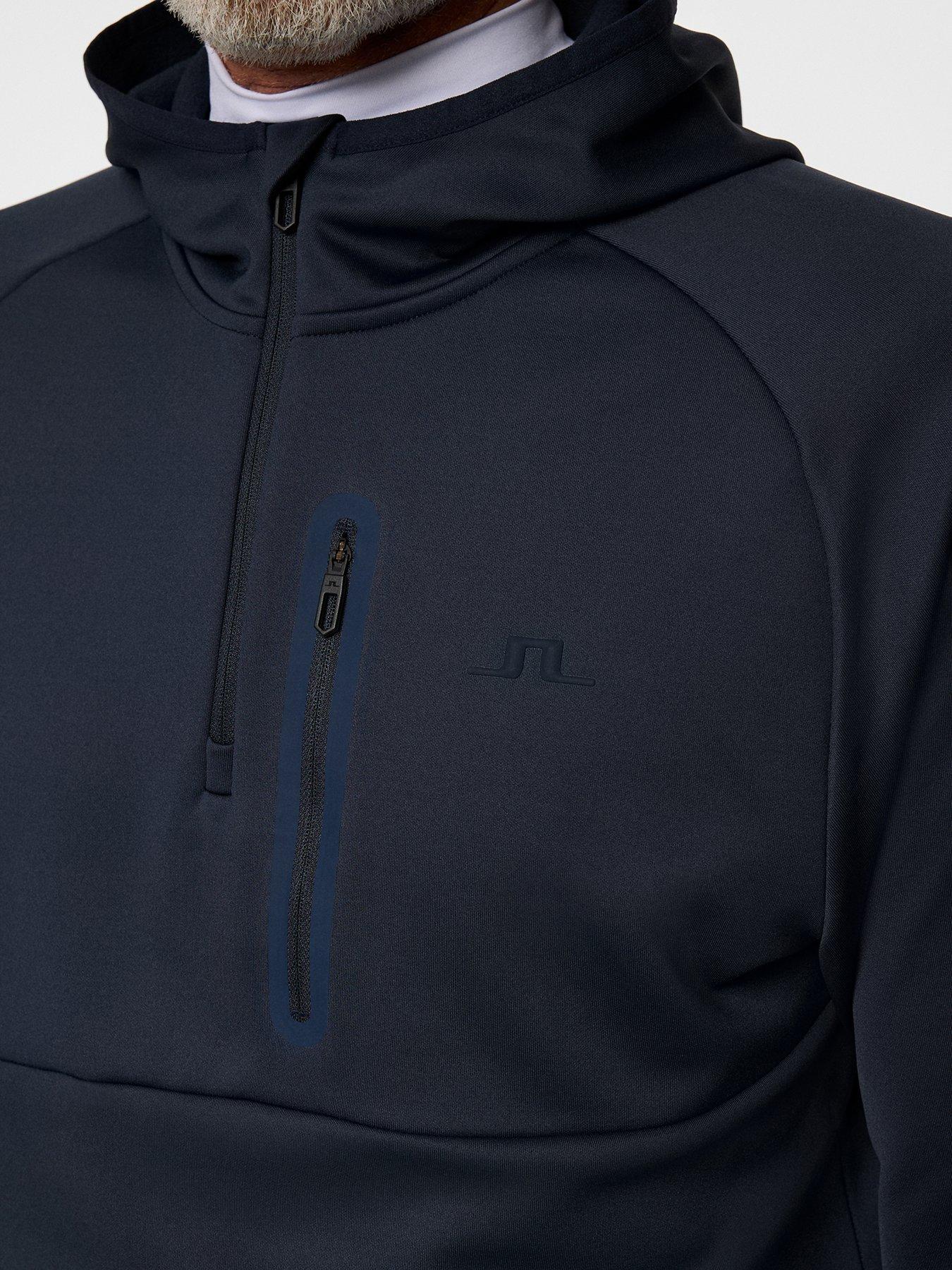 Image 5 of 5 of J LINDEBERG Mens Golf Adam Quarter Zip Hood - Navy