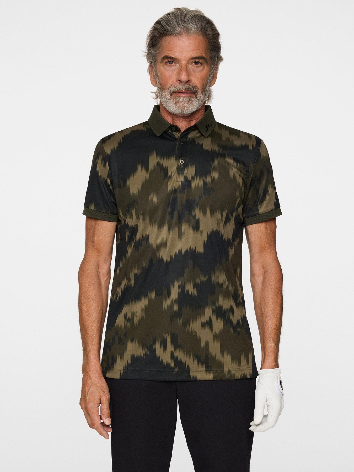 J LINDEBERG Mens Golf Tour Tech Print Polo - Green