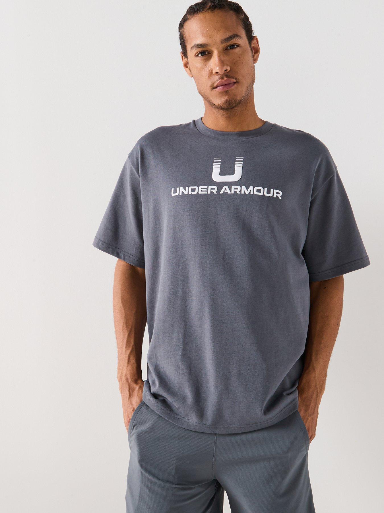 UNDER ARMOUR Mens Training Heavyweight Logo T-Shirt - Grey