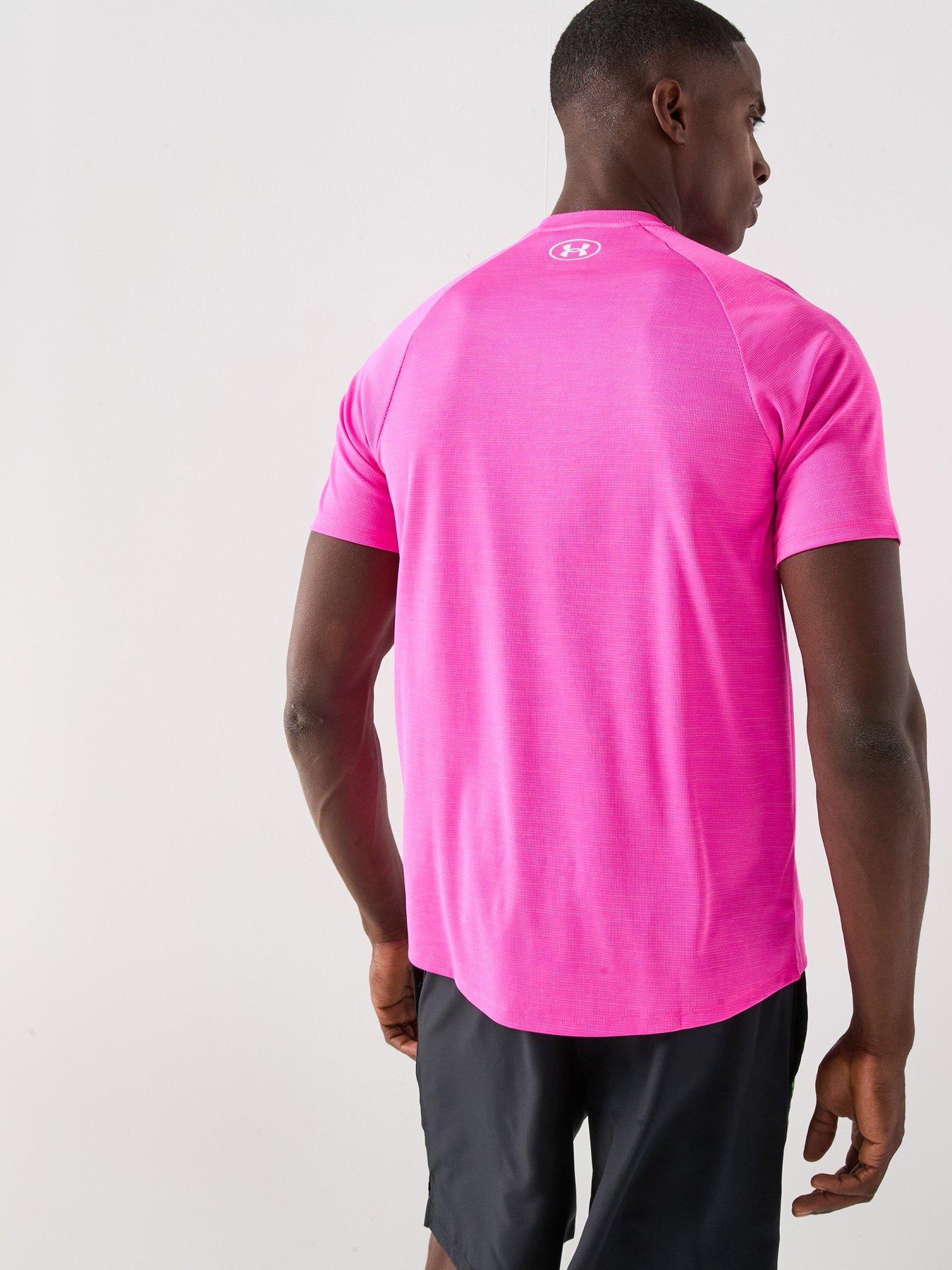 Image 2 of 6 of UNDER ARMOUR Mens Training Tech Textured T-Shirt - Pink