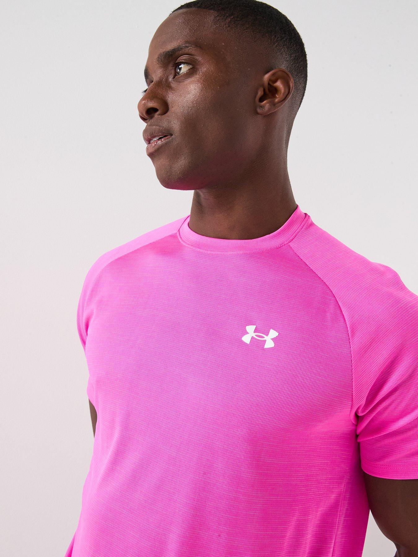 Image 4 of 6 of UNDER ARMOUR Mens Training Tech Textured T-Shirt - Pink