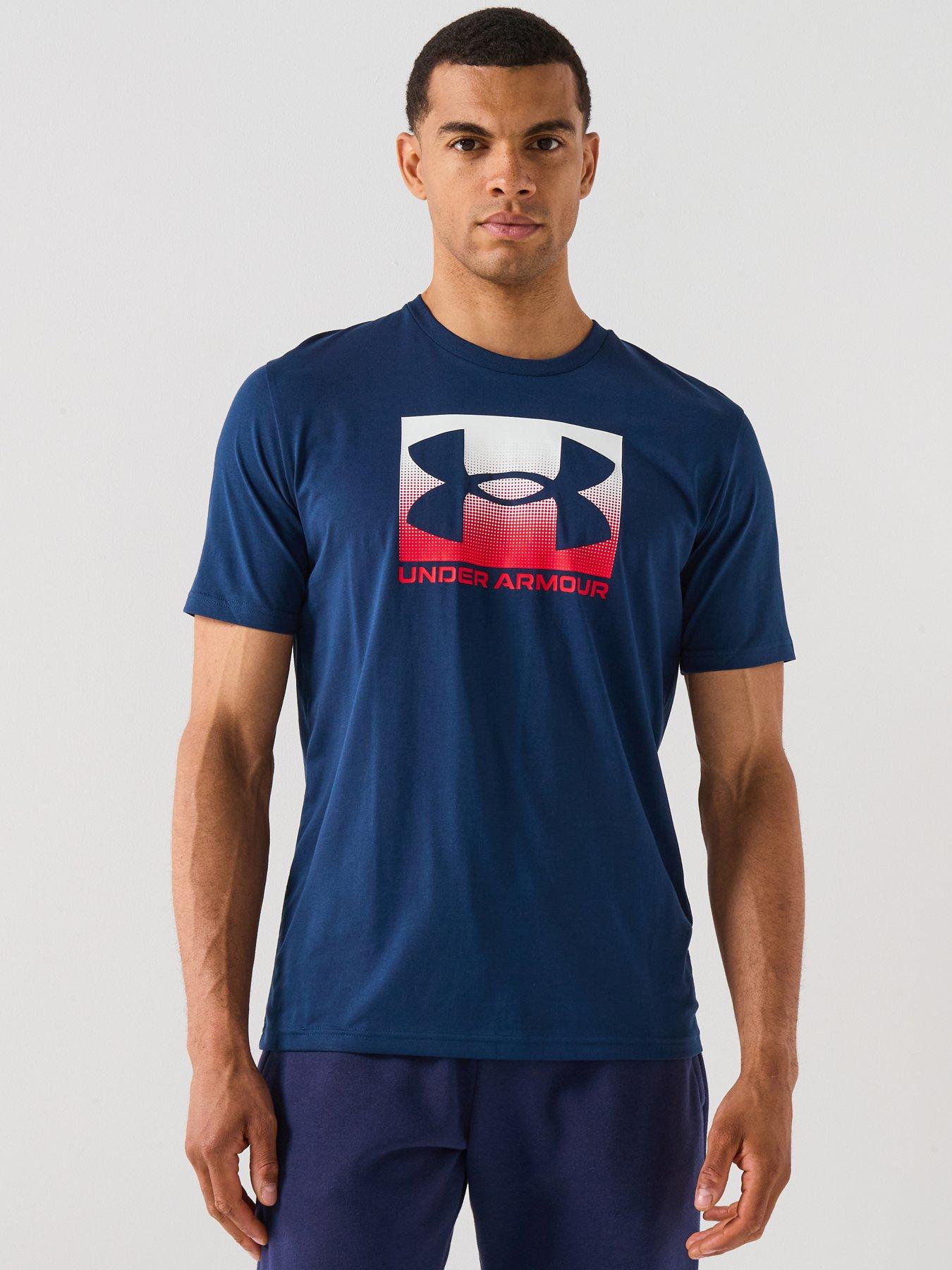 Under Armour Mens Training Boxed Logo Sports T-Shirt - Blue