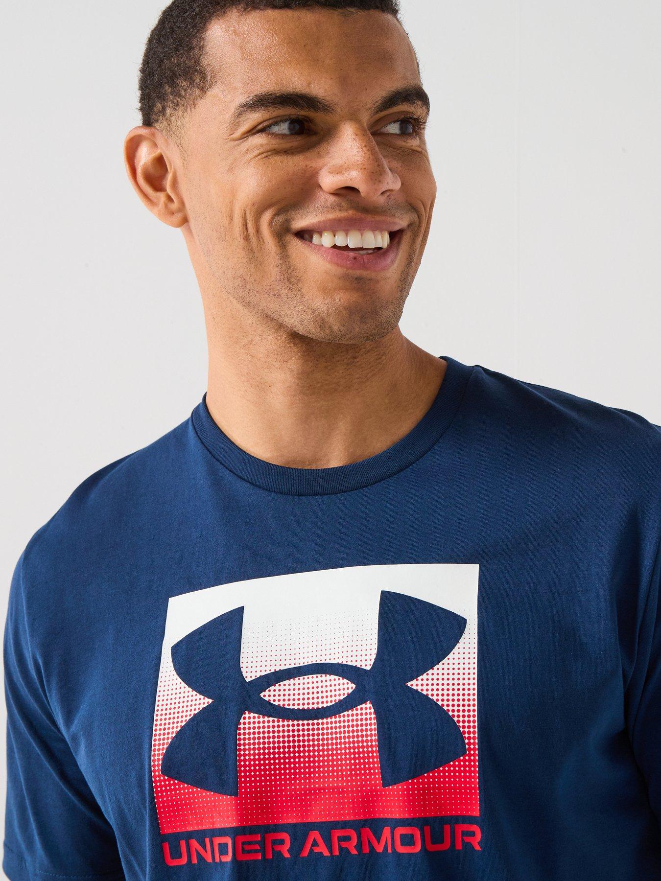 Image 4 of 6 of UNDER ARMOUR Mens Training Boxed Logo Sports T-Shirt - Blue