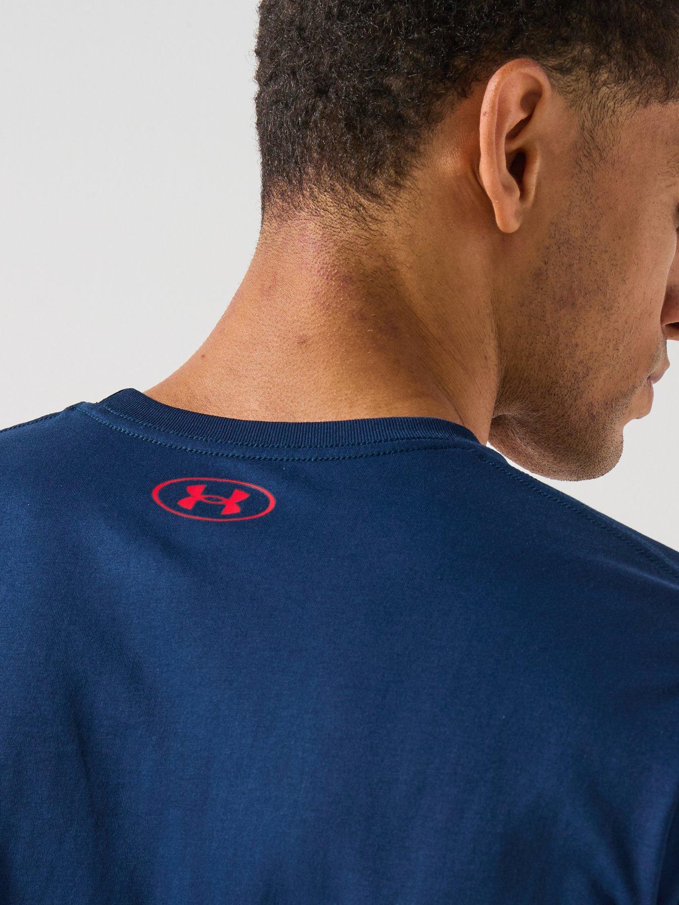 Image 5 of 6 of UNDER ARMOUR Mens Training Boxed Logo Sports T-Shirt - Blue