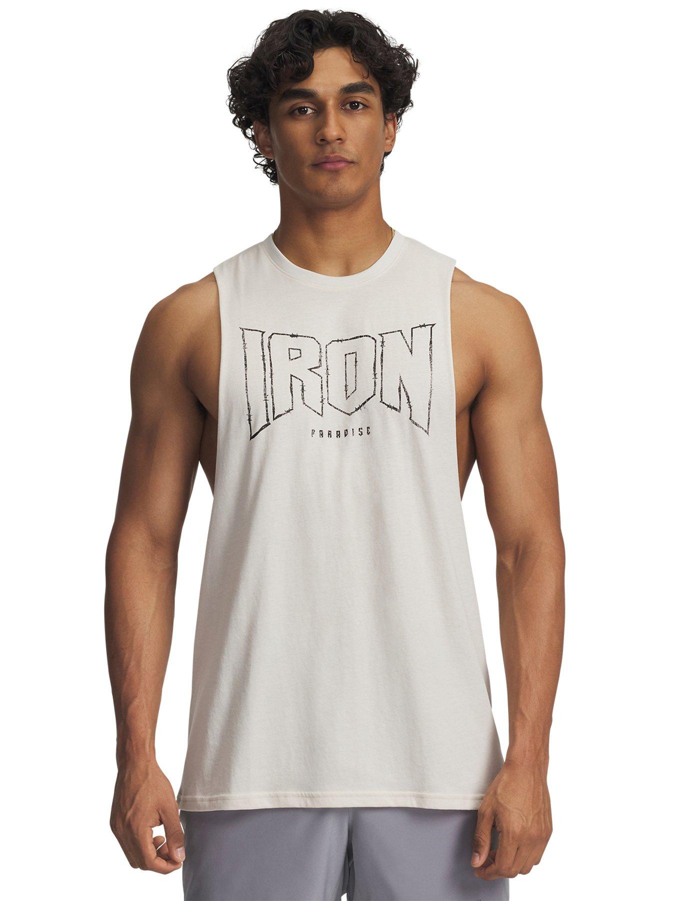 UNDER ARMOUR Mens Training Project Rock Tank - Cream
