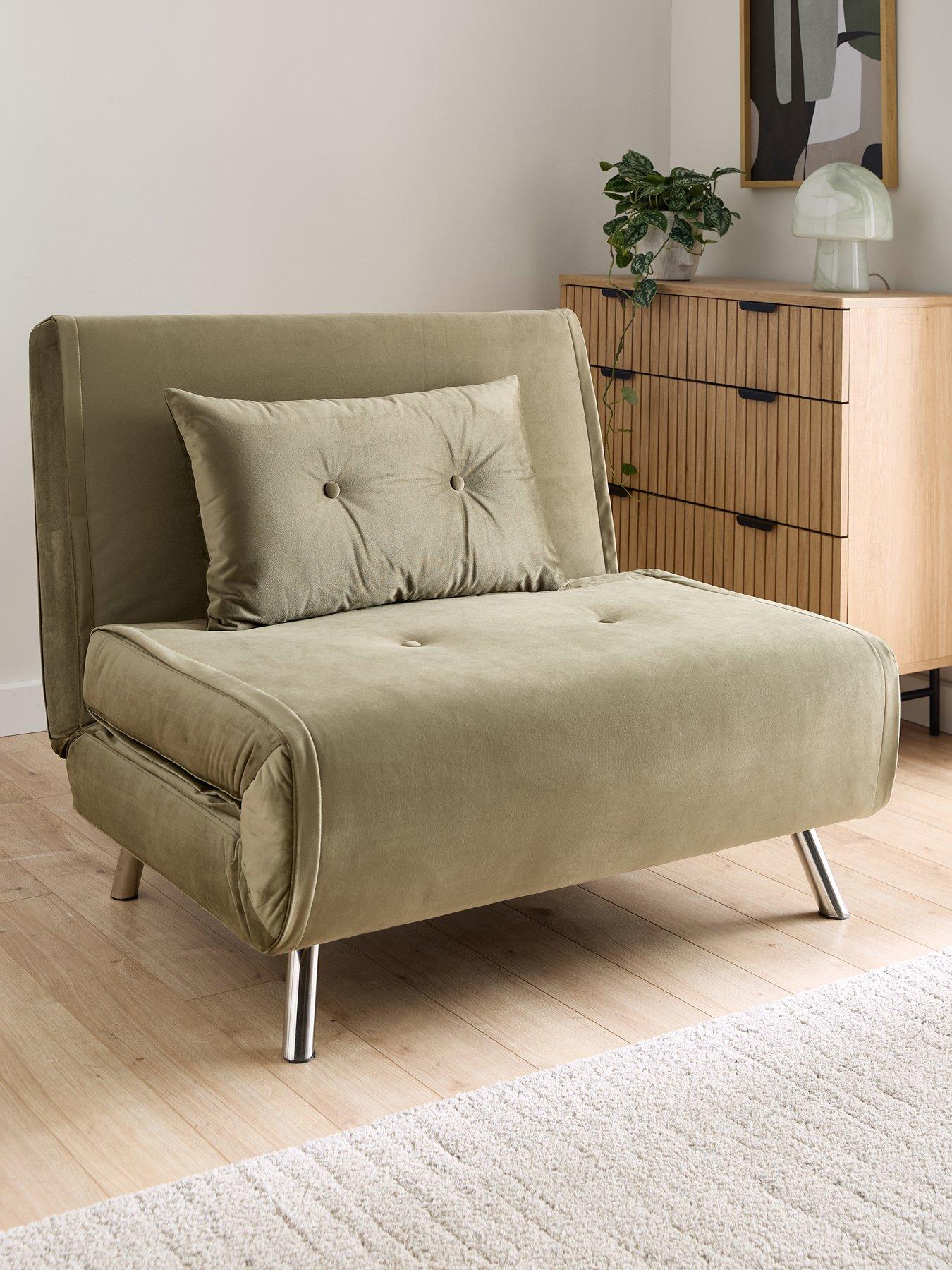 Image 1 of 7 of The Very Collection Rafael Velvet Sofa&nbsp;Bed - Moss Green
