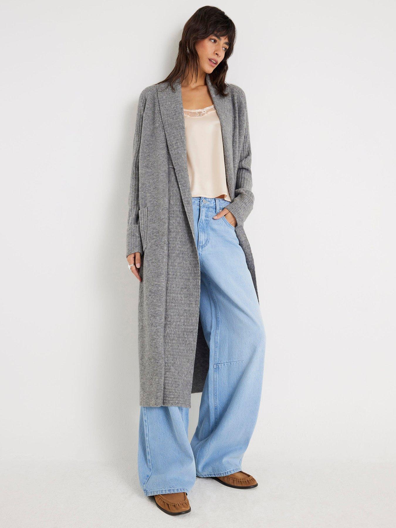 River Island Shawl Maxi Cardigan - Grey
