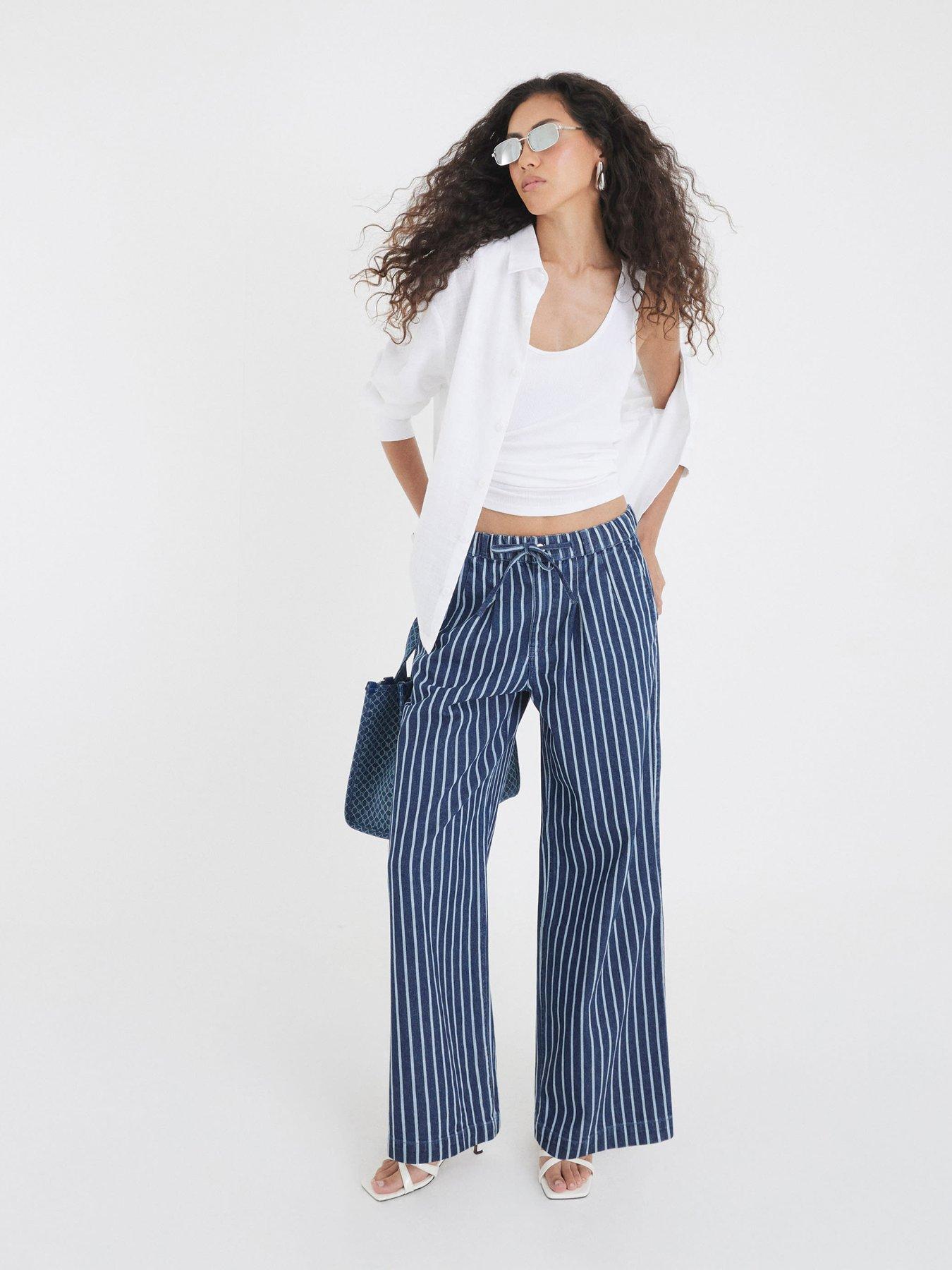 River Island: Wide Leg Pyjama Jeans - Blue