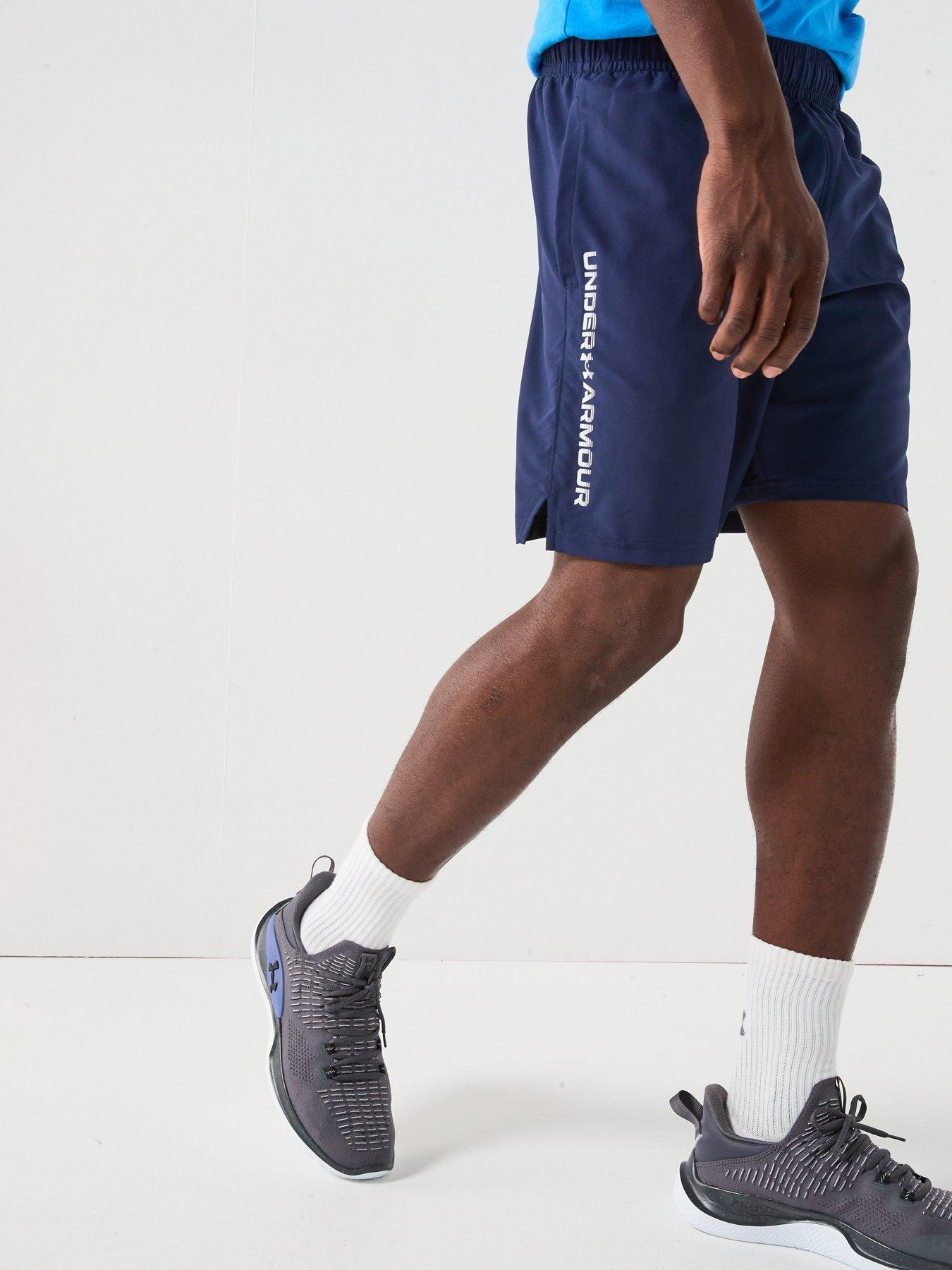 undefined Mens Training Tech Woven Wordmark Shorts - Navy