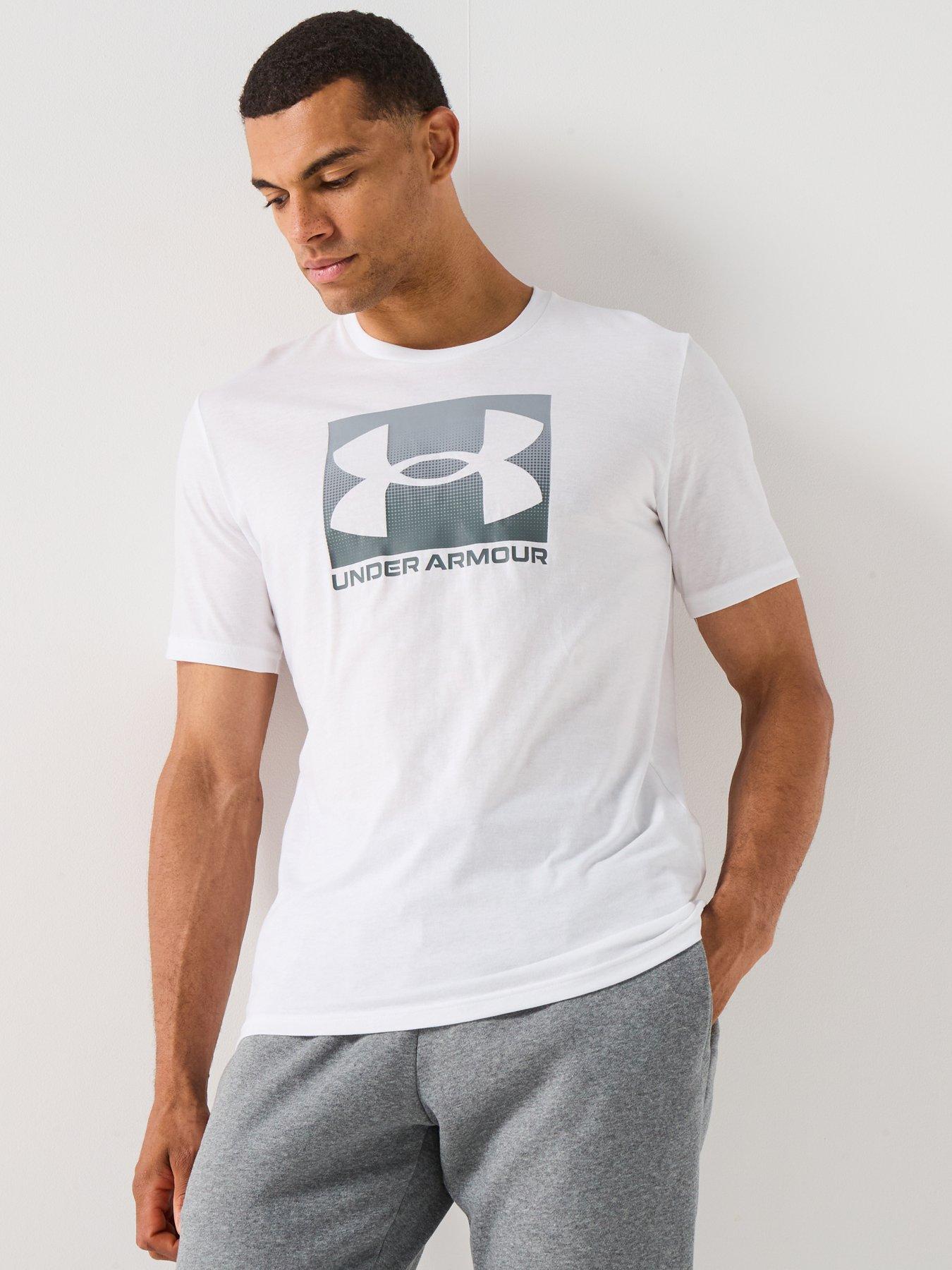 undefined Mens Training Boxed Logo Sports T-Shirt - White