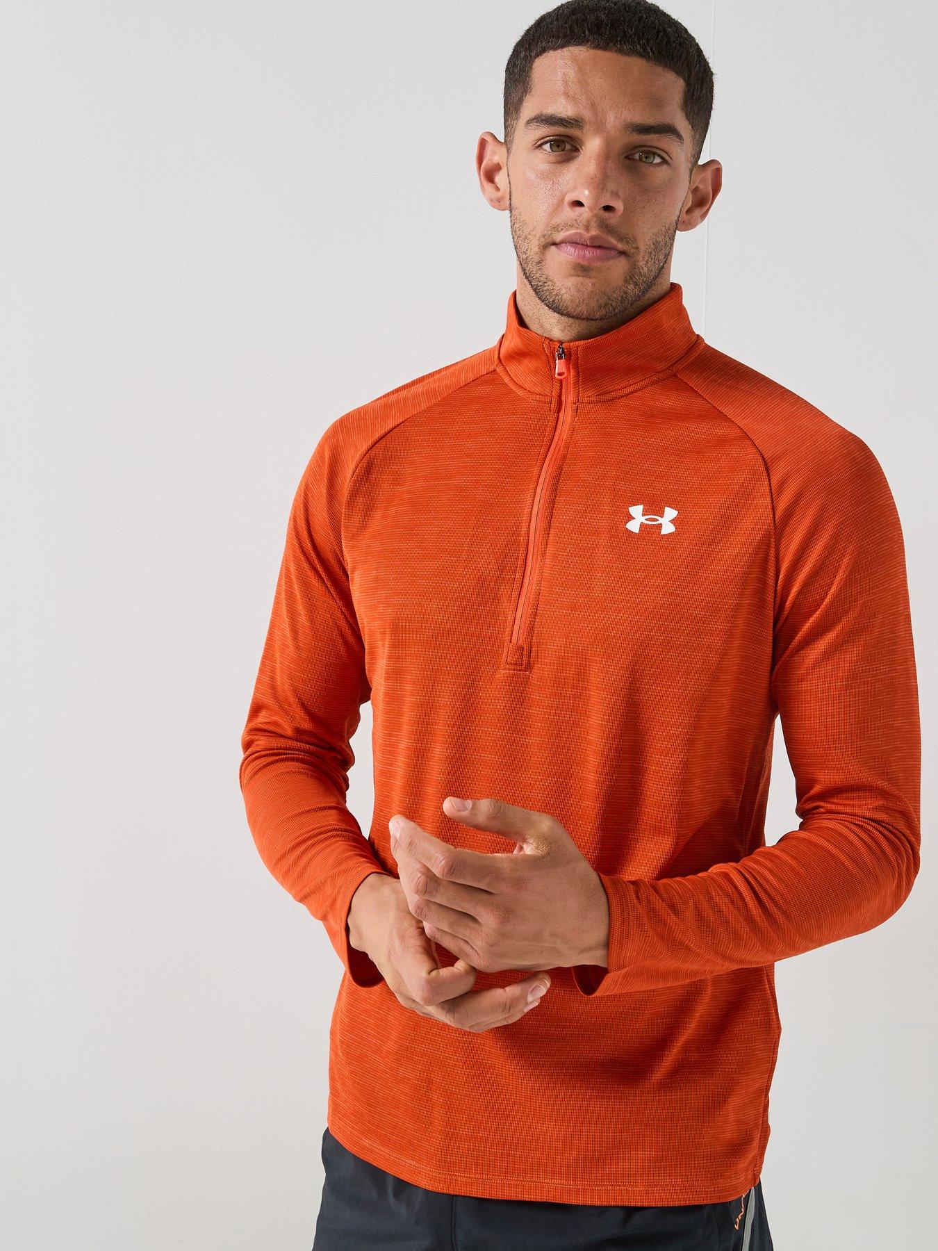 UNDER ARMOUR Mens Training Tech Textured 1/2 Zip - Orange