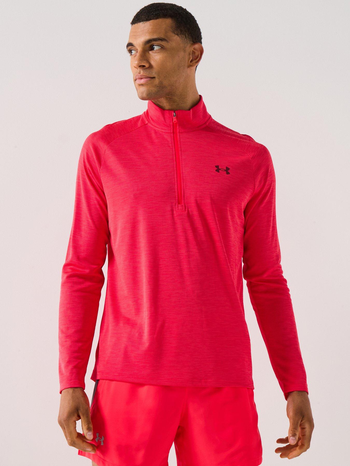 under-armour-mens-training-tech-textured-12-zip-top-red