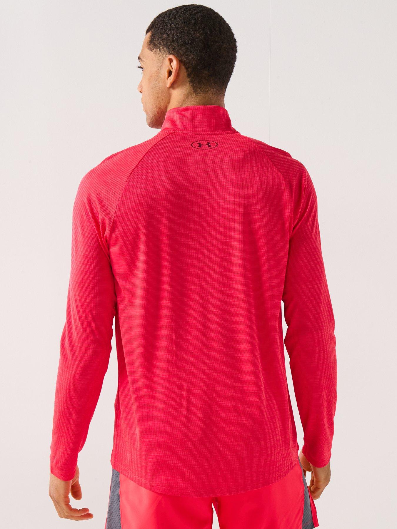 Image 2 of 6 of UNDER ARMOUR Mens Training Tech Textured 1/2 Zip Top - Red