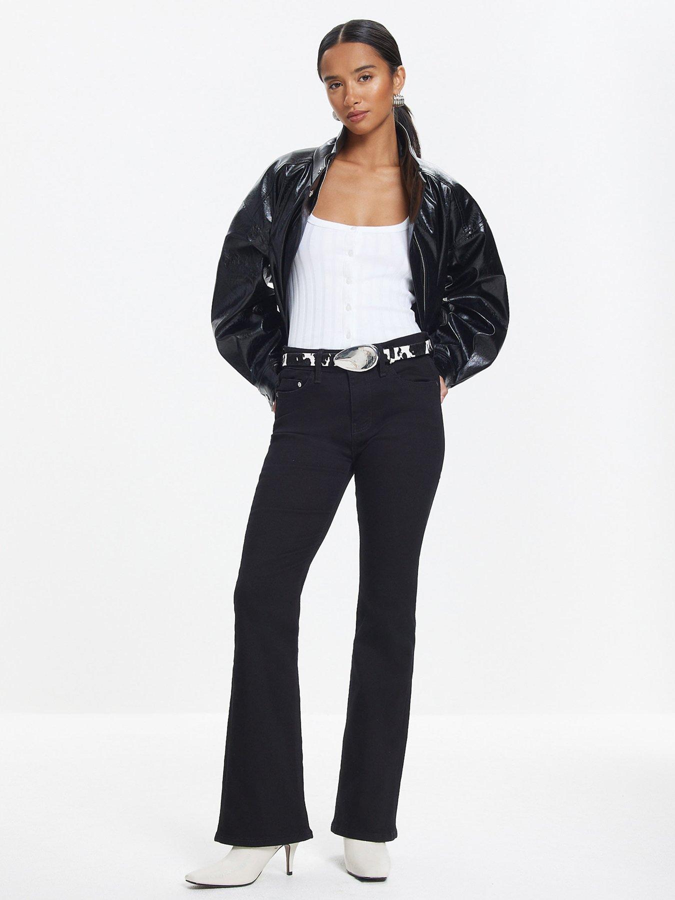 River Island Petite Mid Rise Bootcut Bailey Jeans - Black
