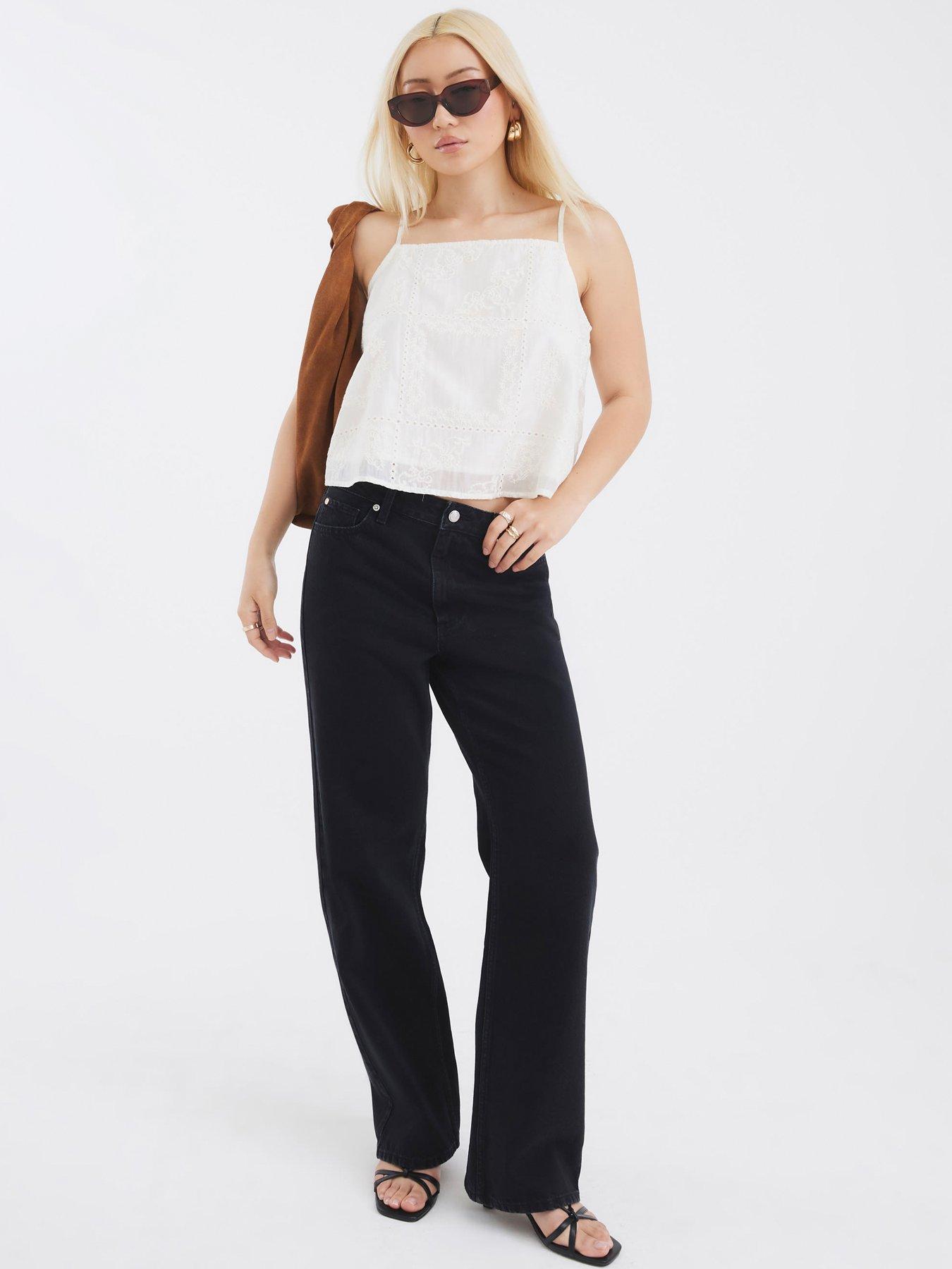 Image 3 of 4 of River Island Relaxed Straight Wander Jeans - Black