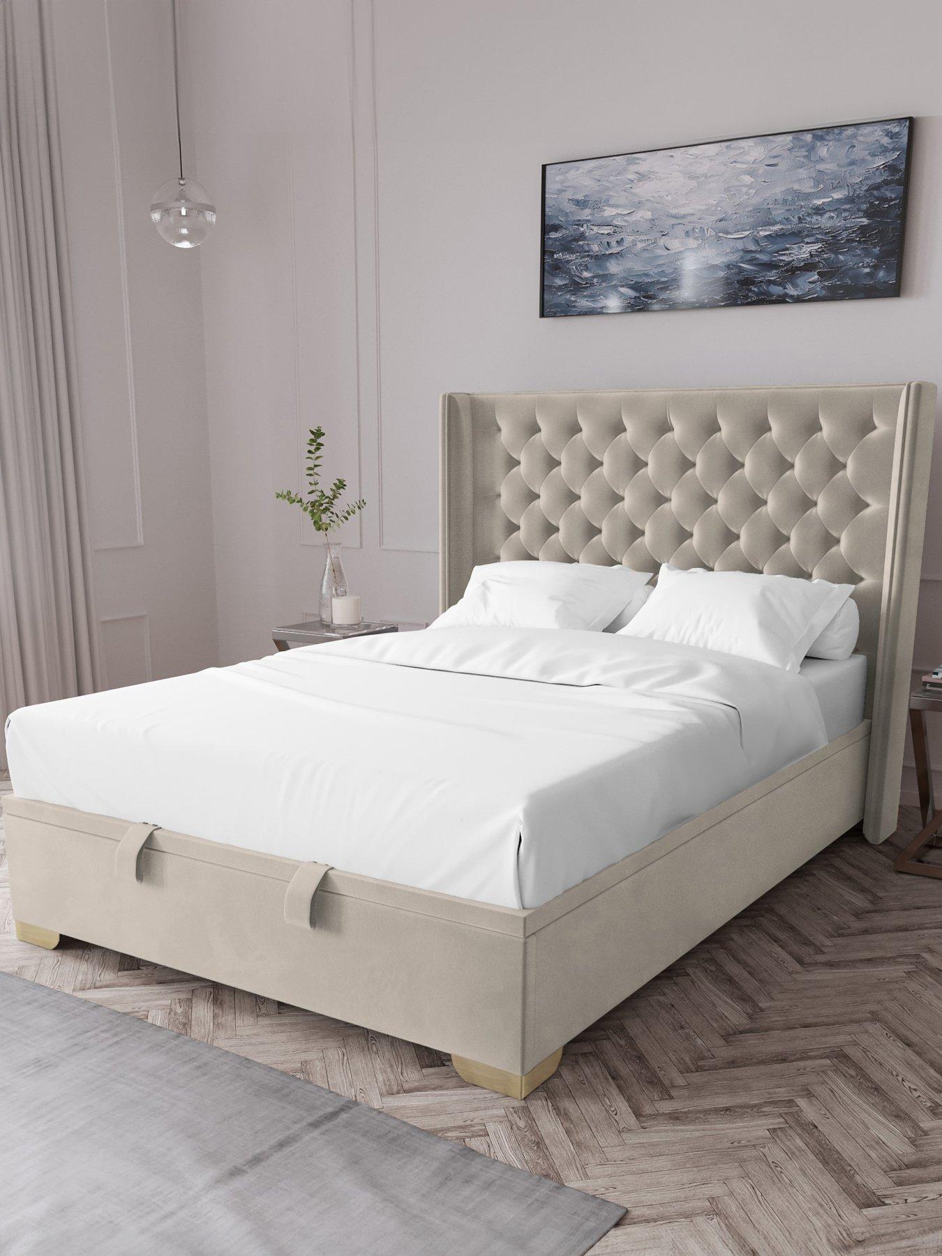 Very Home Franklin Velvet Lift Up Storage Bed with Mattress Options (Buy  &  SAVE!)
