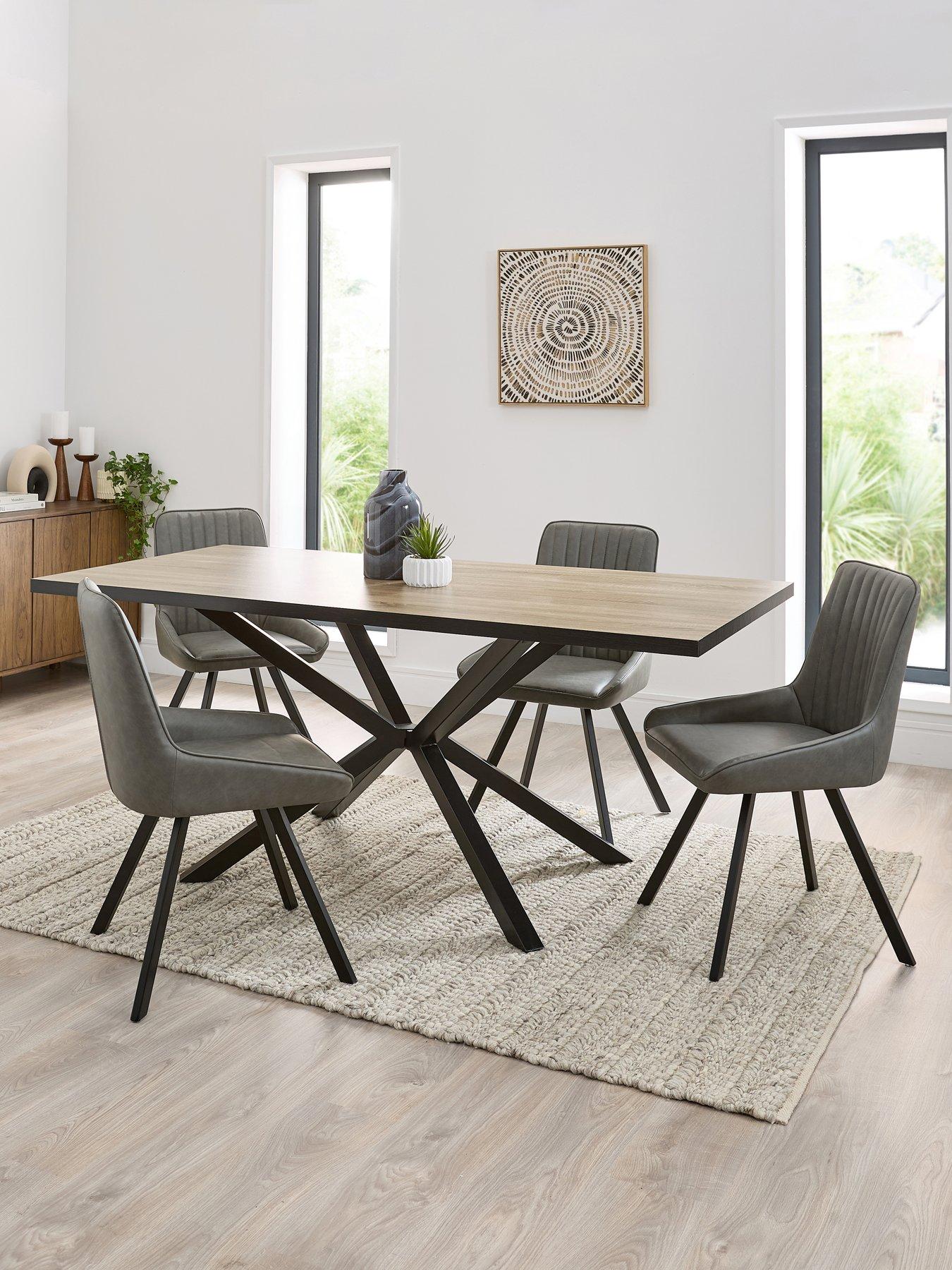 undefined Oslo 180cm Rectangular Dining Table & 4 Marlow Faux Leather Chairs