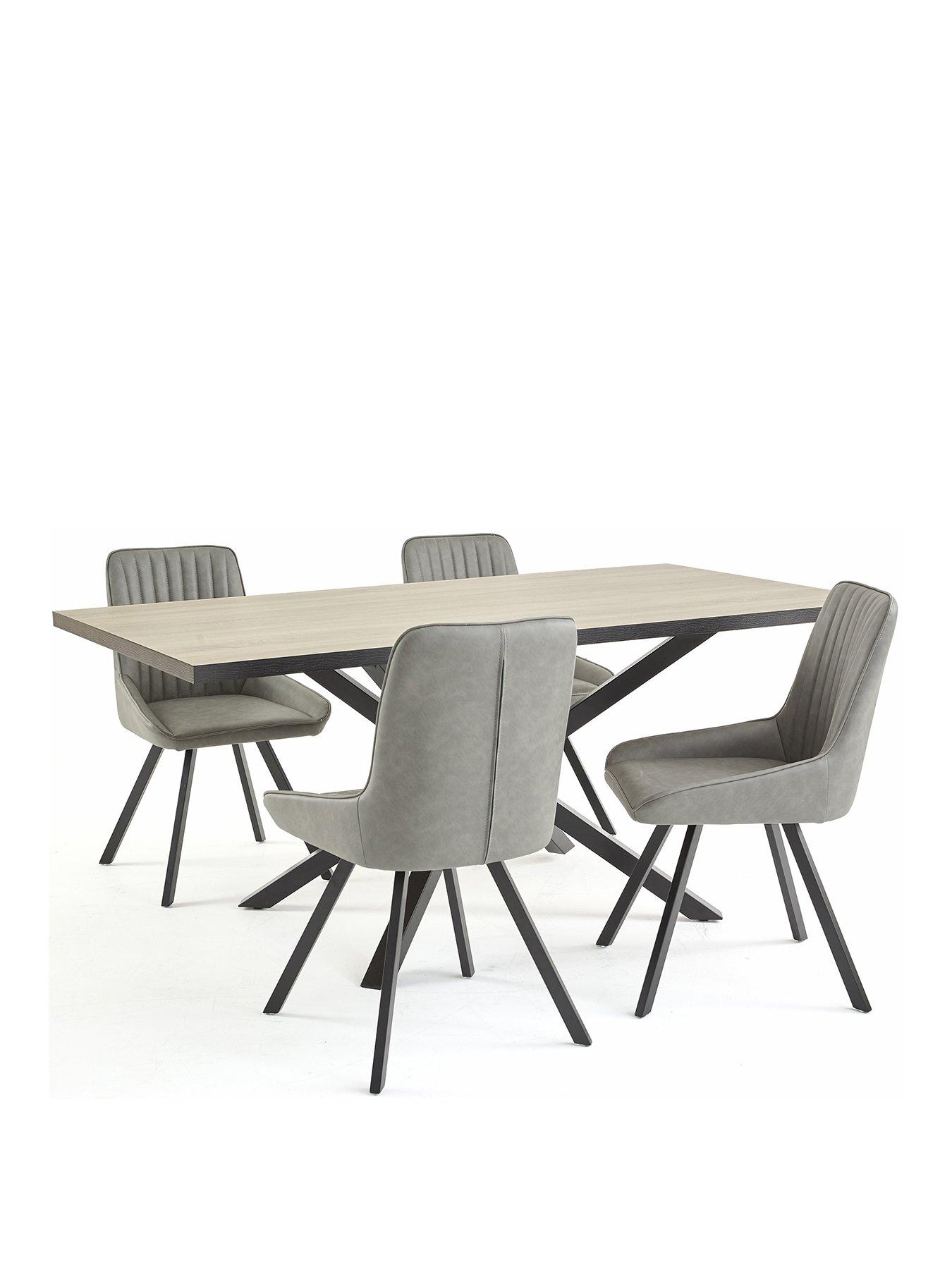 undefined Oslo 180cm Rectangular Dining Table & 4 Marlow Faux Leather Chairs