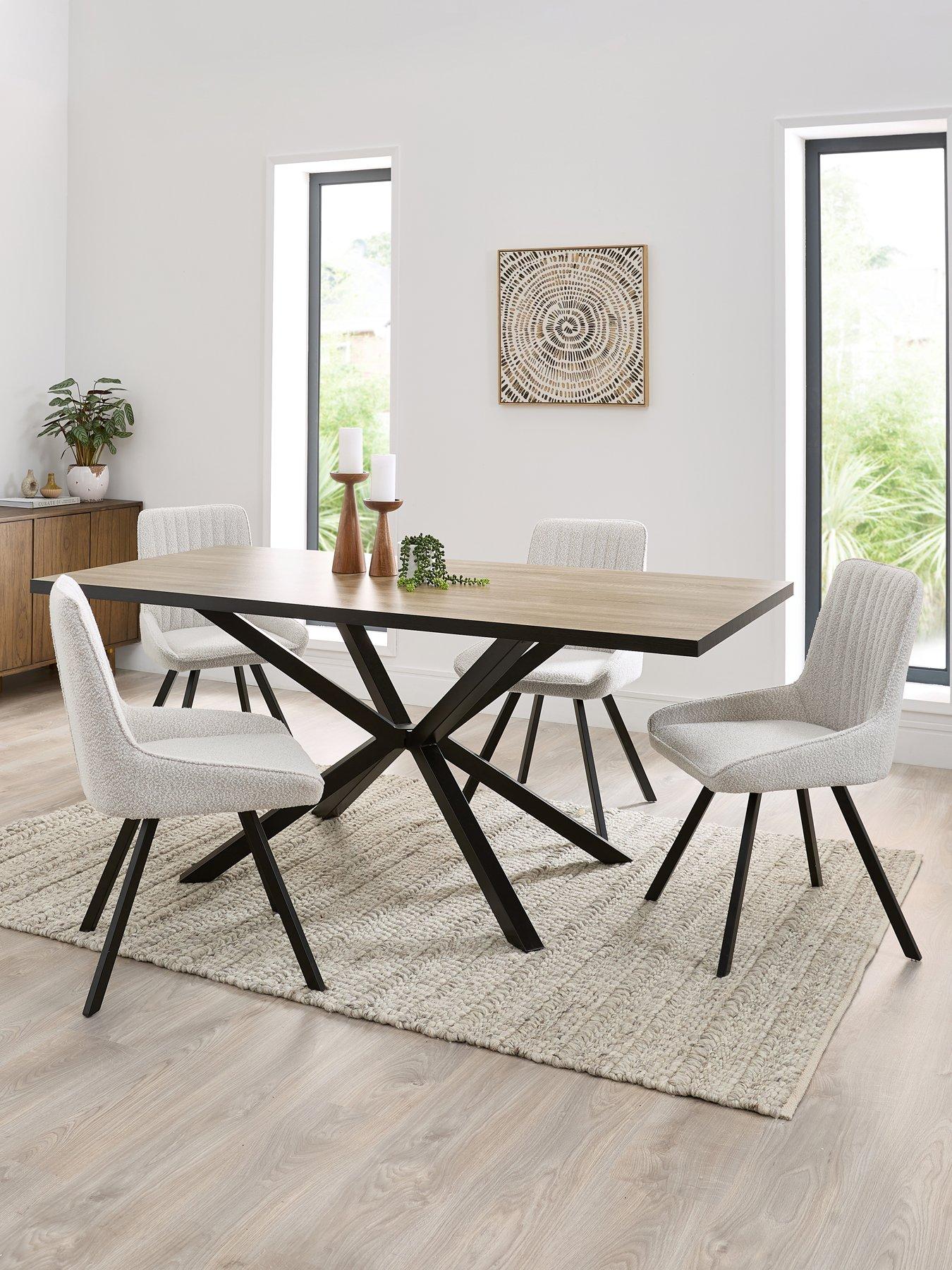 undefined Oslo 180cm Rectangular Dining Table & 4 Marlow Boucle Chairs