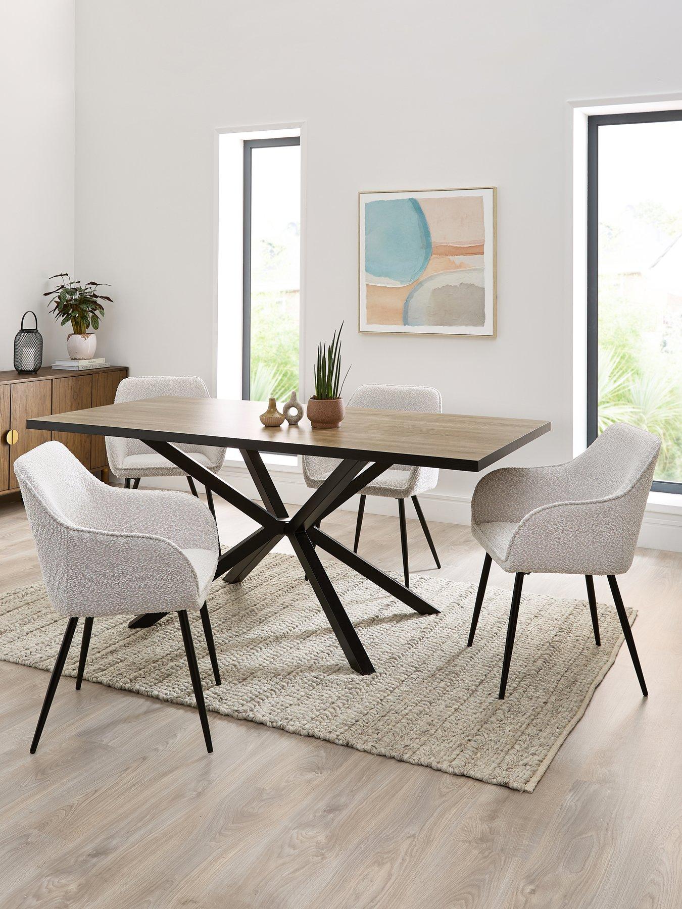 Image 1 of 7 of The Very Collection Oslo 180cm Rectangular Dining Table &amp; 4 Alisha Boucle Chairs - FSC&reg; Certified