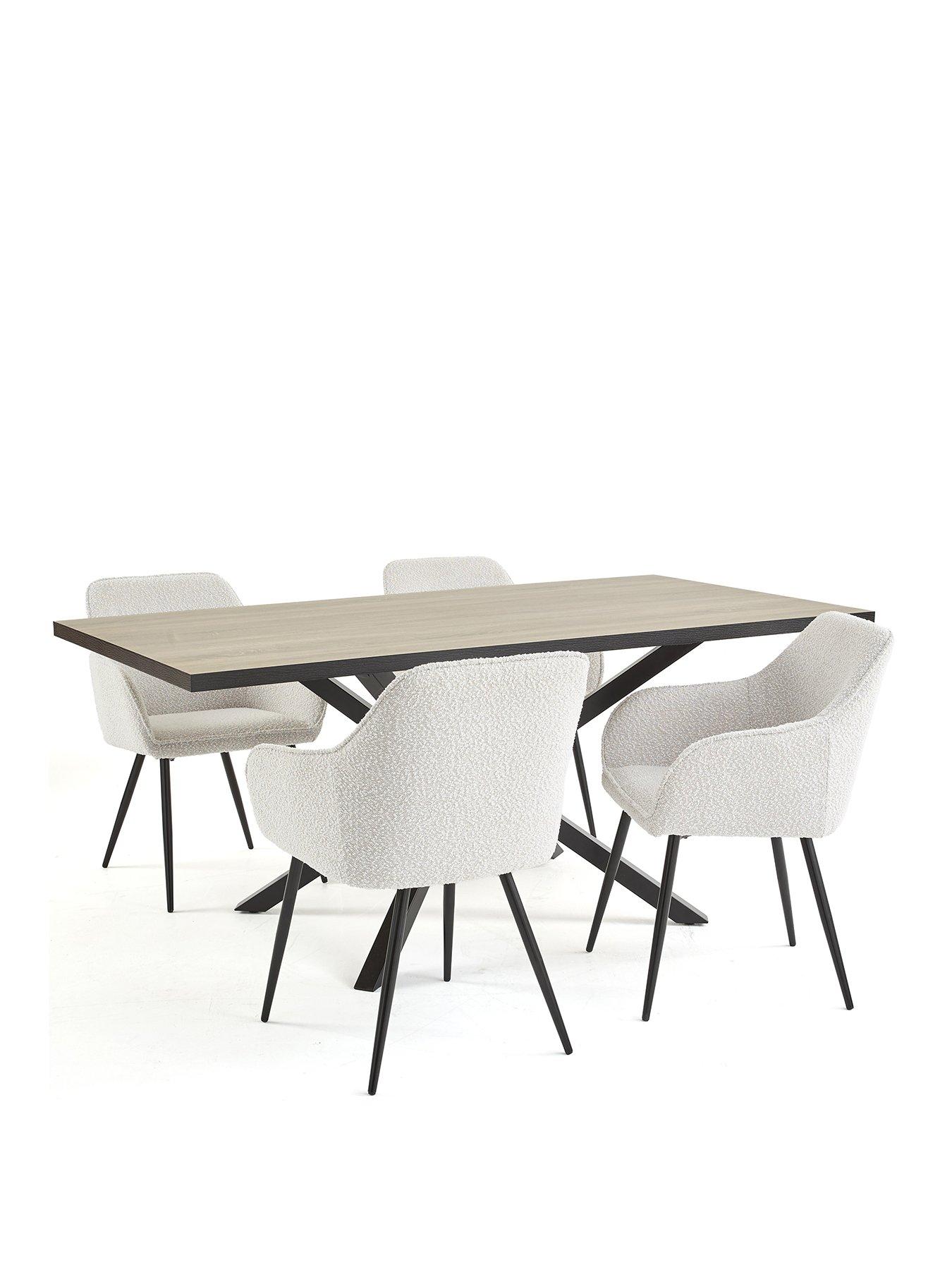 Image 2 of 7 of The Very Collection Oslo 180cm Rectangular Dining Table &amp; 4 Alisha Boucle Chairs - FSC&reg; Certified