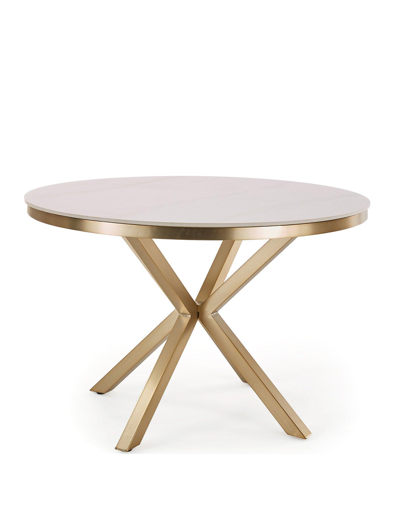 Image 3 of 7 of The Very Collection Savannah 120cm Round Ceramic Dining Table &amp; 4 Nala Dining Chairs - FSC&reg; Certified