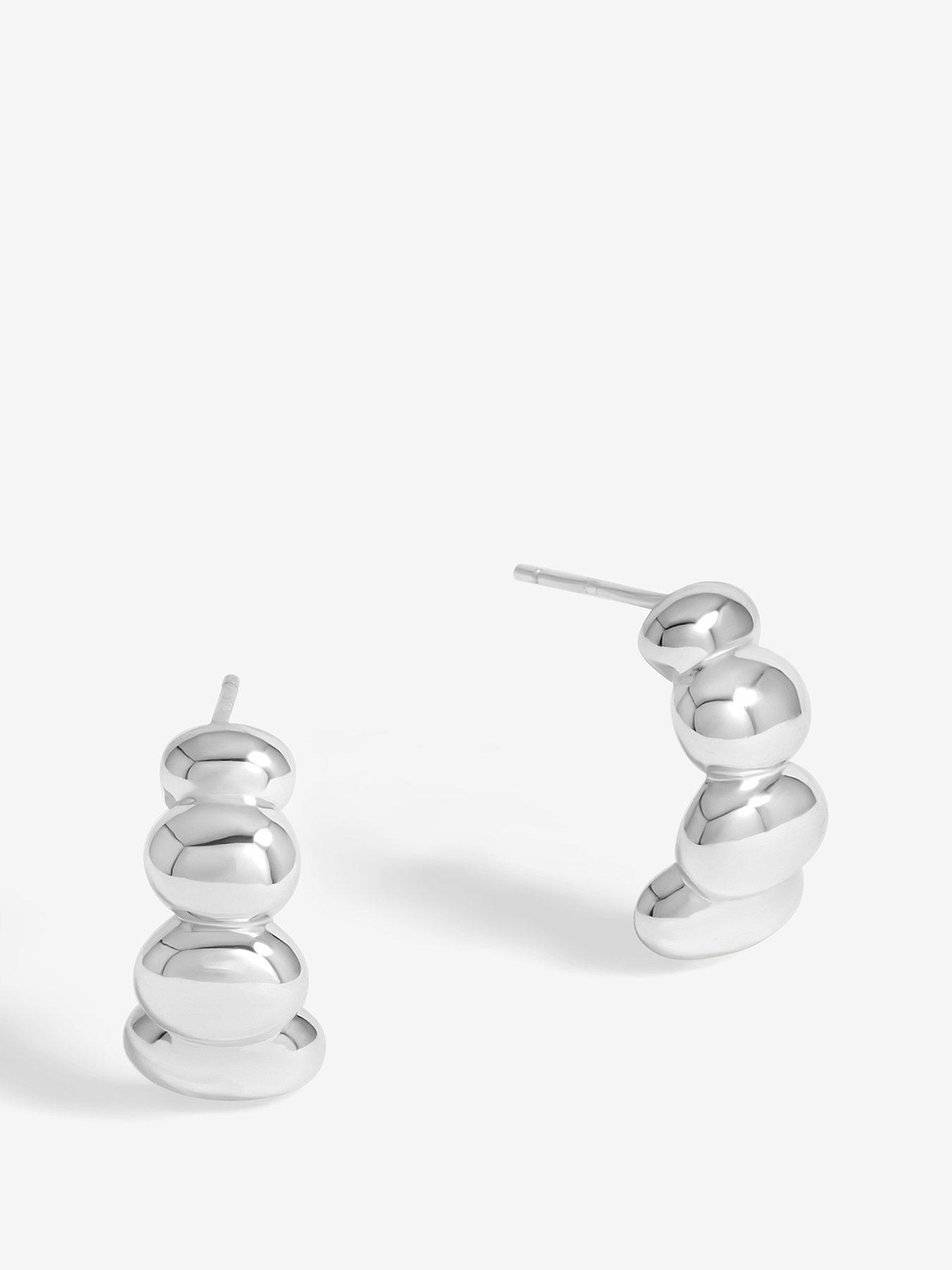 undefined Simply Silver Sterling Silver 925 Polished Graduated Pebble stud Earrings
