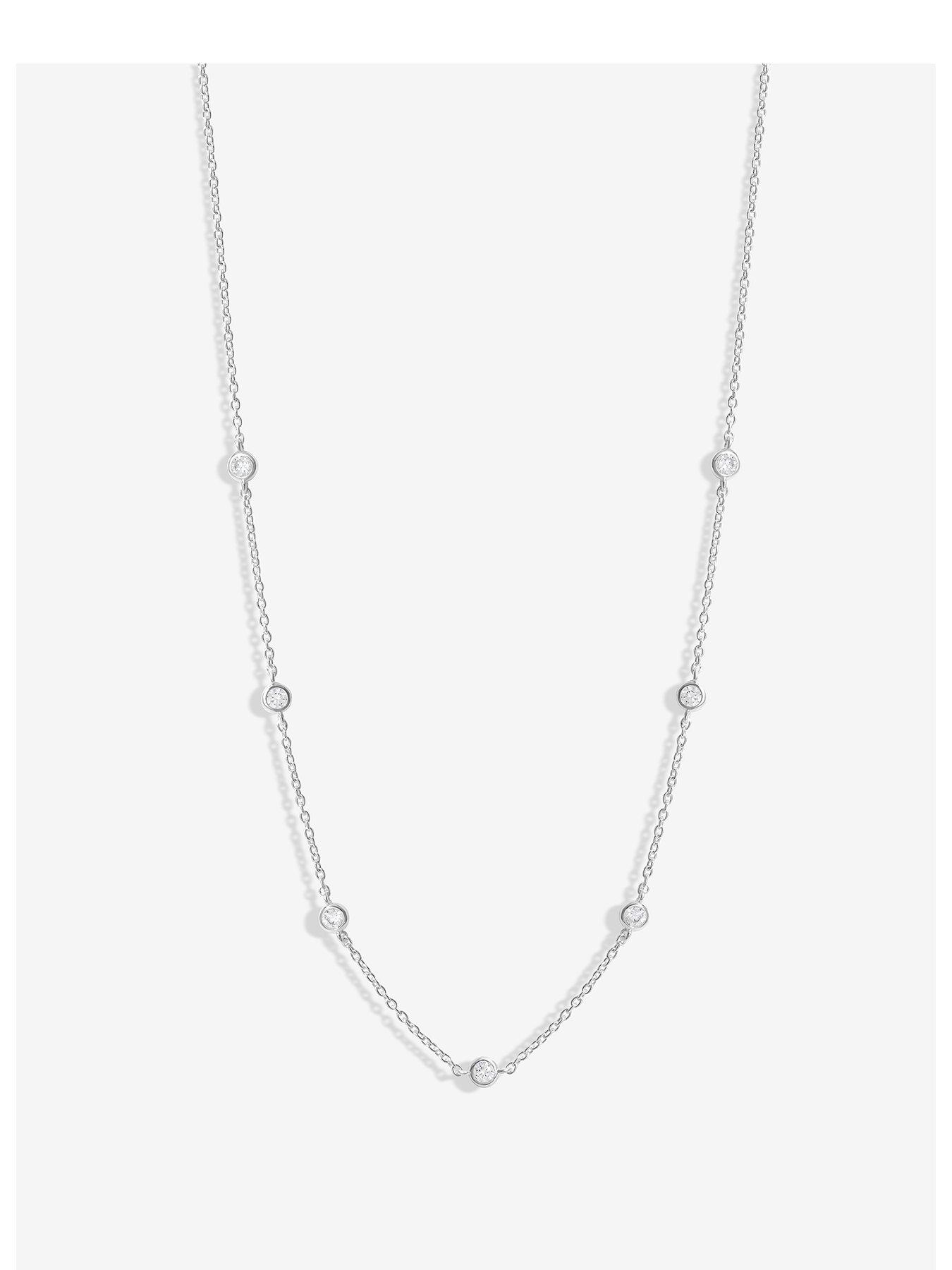 undefined Simply Silver Sterling Silver 925 Station Crystal Necklace