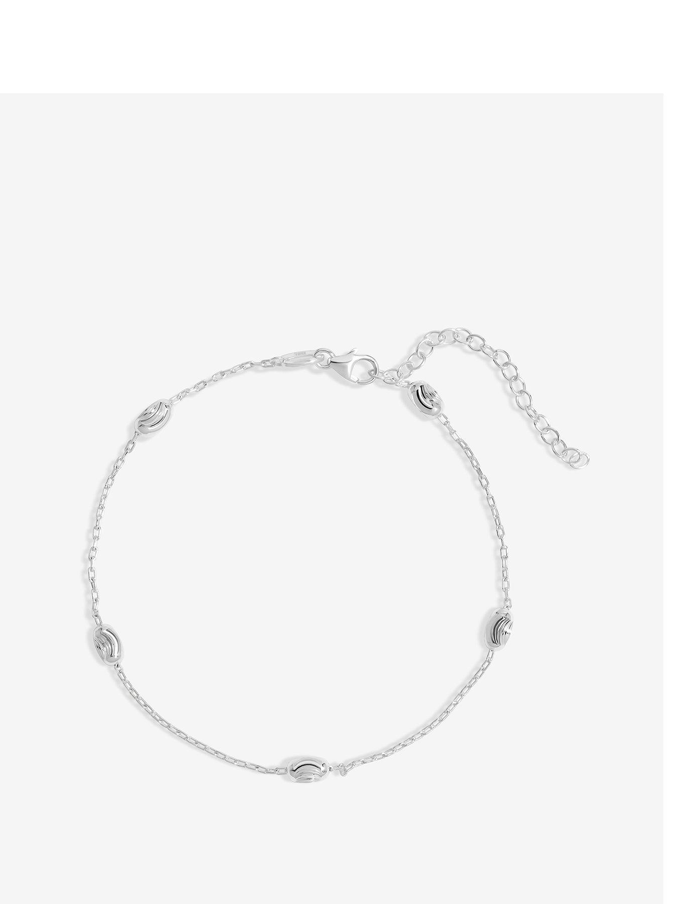 undefined Sterling Silver 925 Polished Textured Nugget Chain Bracelet