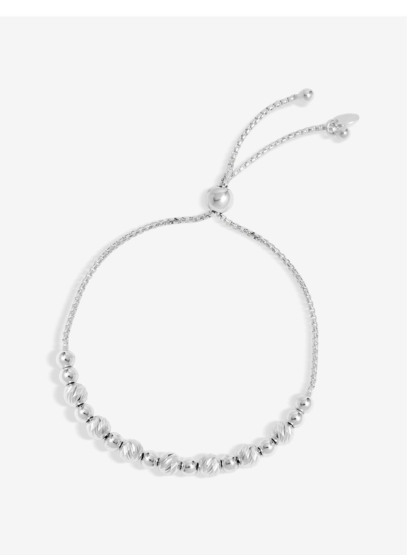 undefined Sterling Silver 925 Diamond Cut Orb Toggle Bracelet