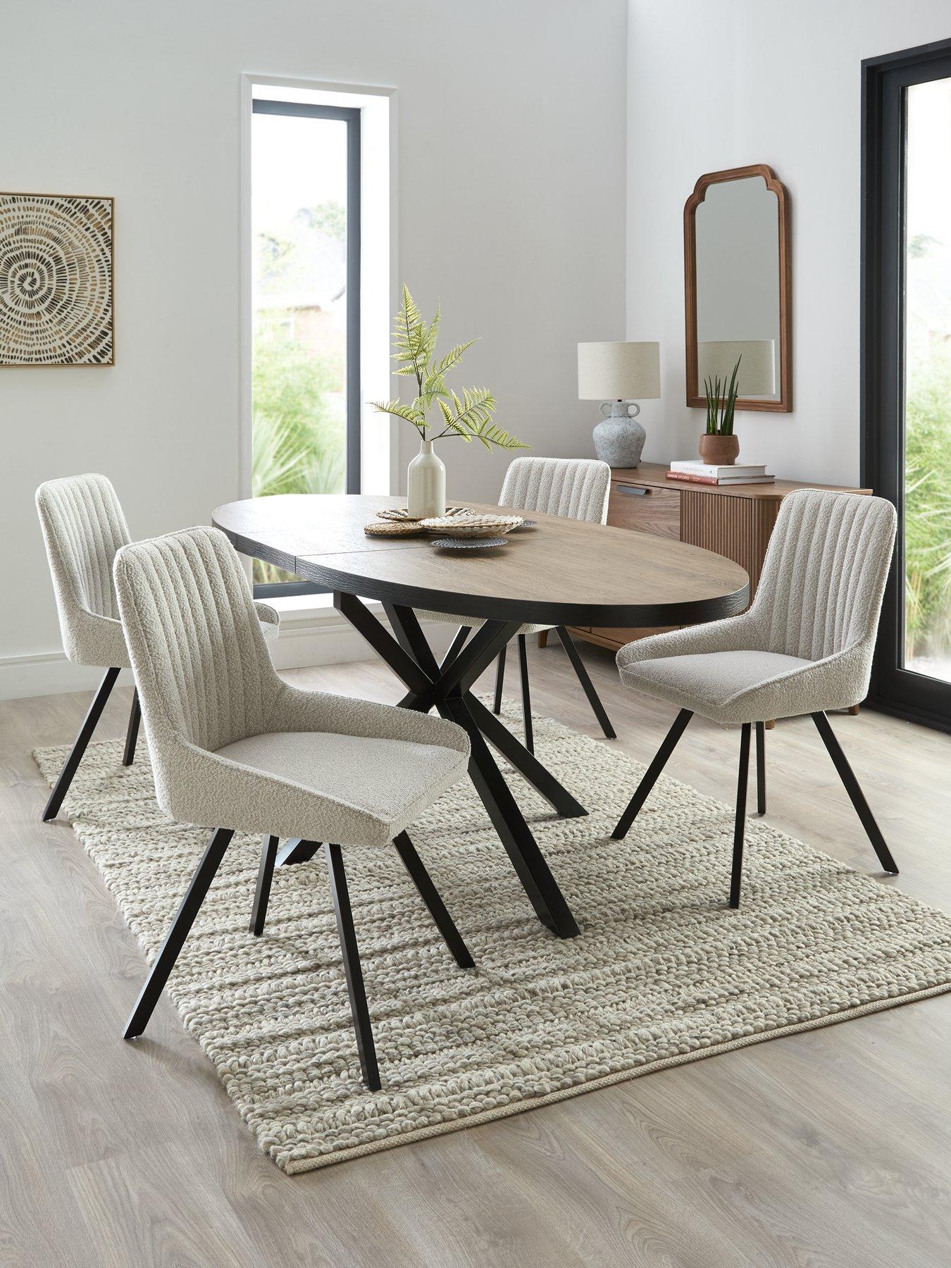undefined Oslo Extending 160-200cm Dining Table & 4 Marlow Boucle Chairs
