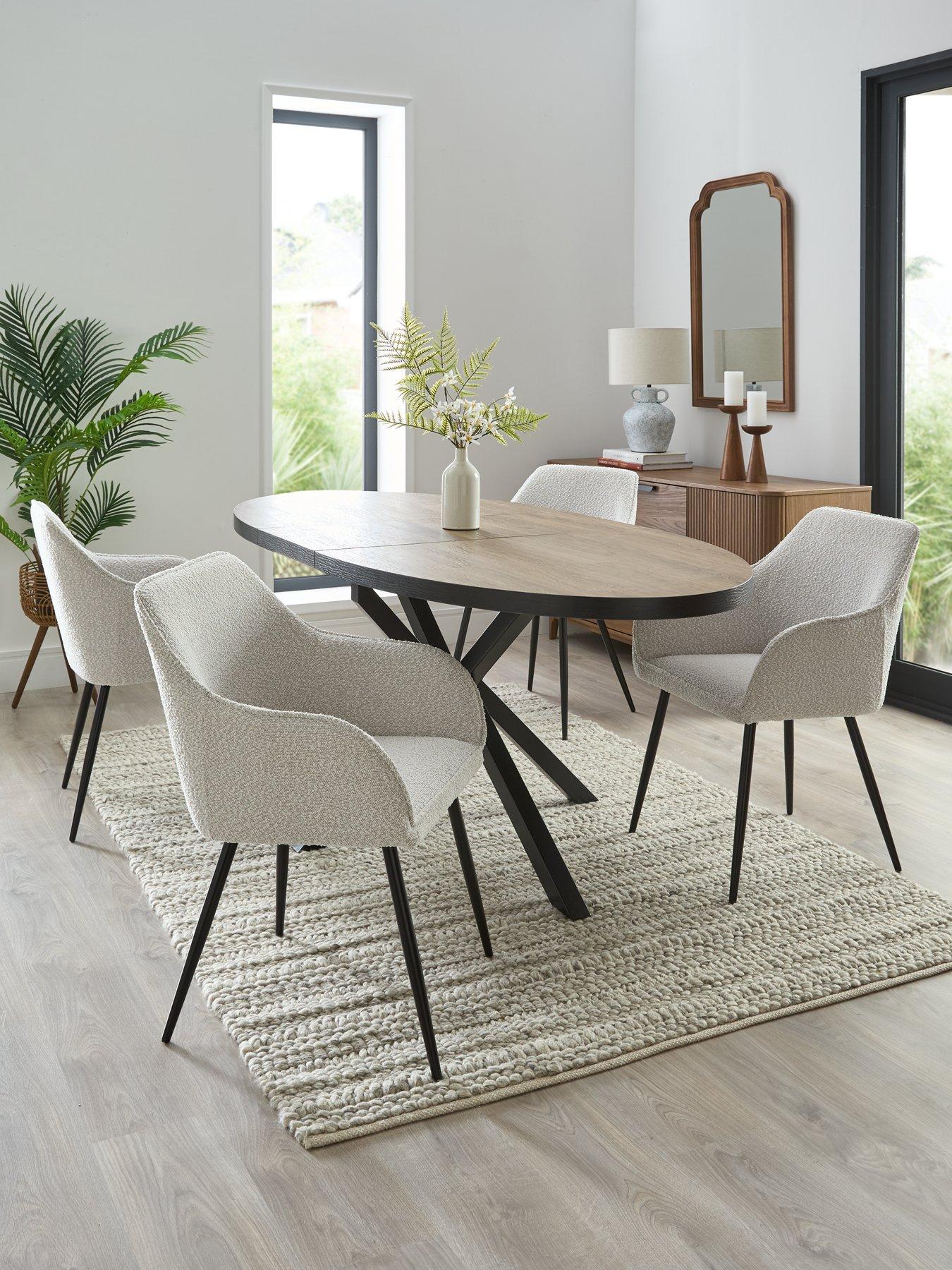 undefined Oslo Extending 160-200cm Dining Table & 4 Alisha Boucle Chairs