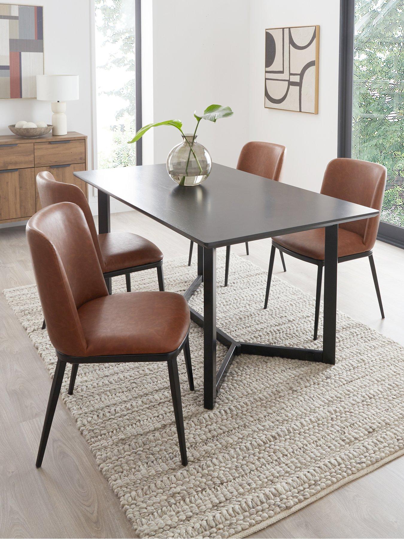 undefined Ari 150cm Dining Table & 4 Willow Chairs In Faux Leather