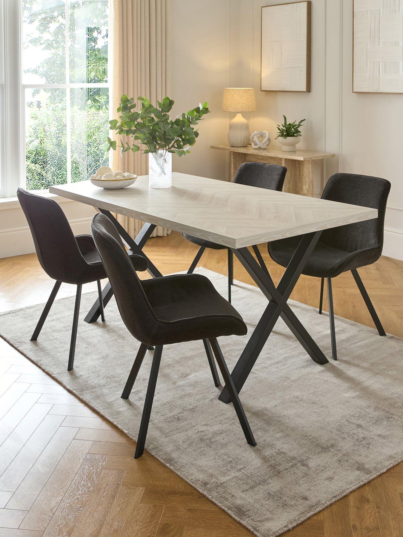 undefined Kaia Chevron 160cm Dining Table & 4 Lucia Charcoal Chairs