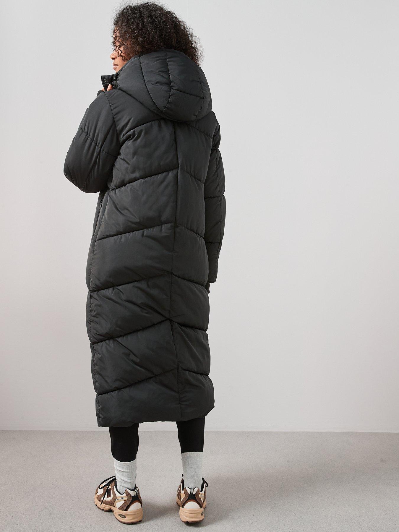 Image 2 of 7 of The Very Collection Longline Chevron Technical Padded Coat - Black