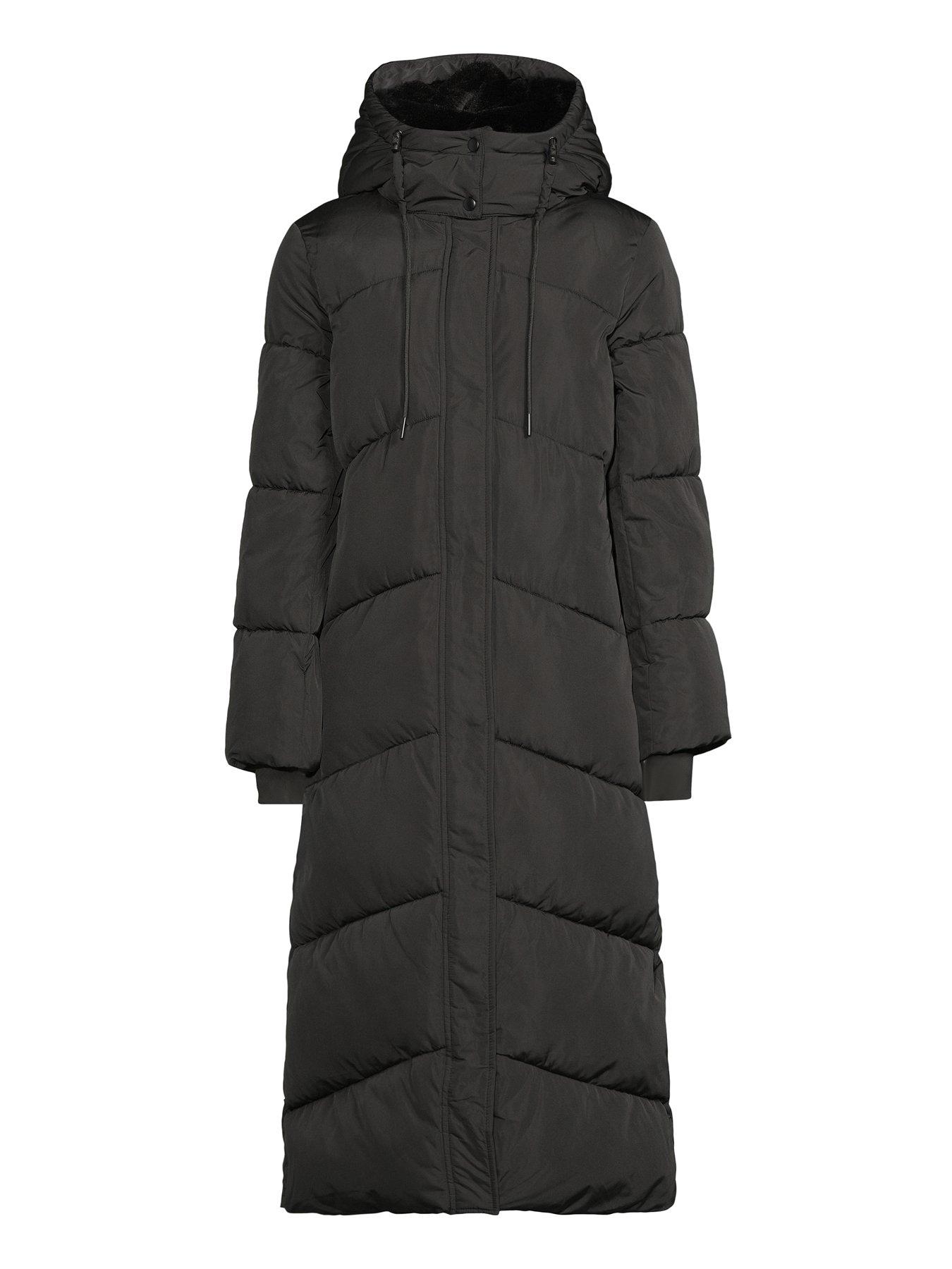 Image 7 of 7 of The Very Collection Longline Chevron Technical Padded Coat - Black