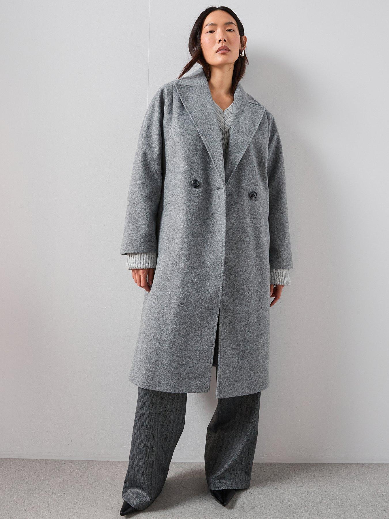 The Very Collection Relaxed Double Breasted Coat - Grey