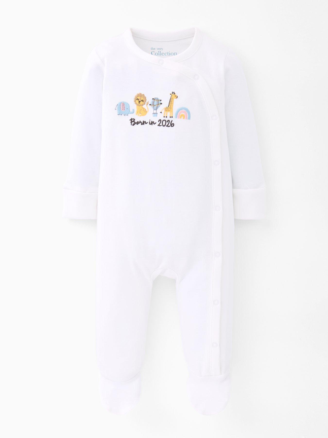 The Very Collection Unisex Born In 2026 Sleepsuit - White