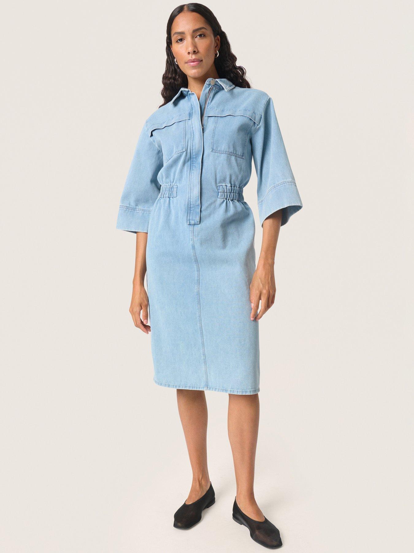 undefined Annabeth Short Sleeve Denim Dress - Blue