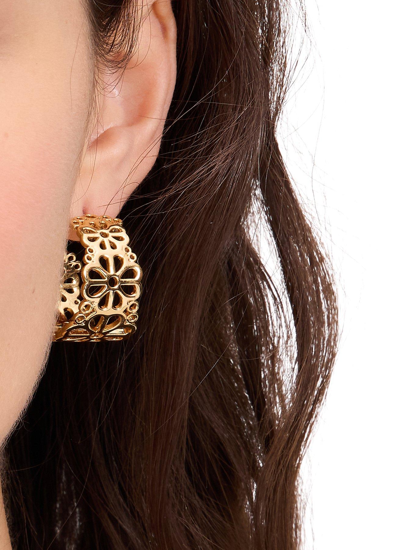Kate Spade New York Flower Lace Hoops Gold Very