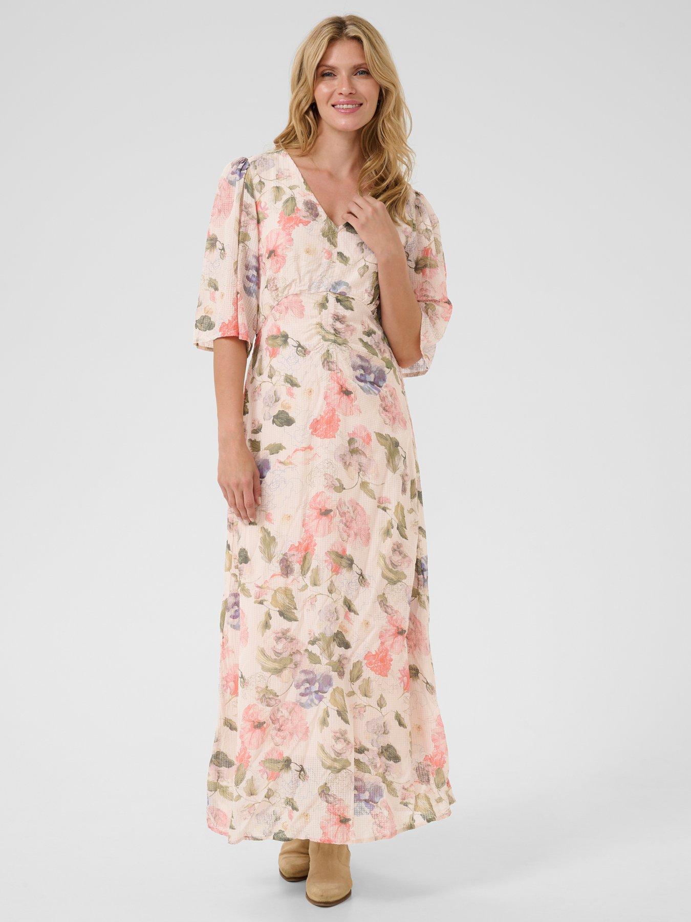 Image 1 of 4 of Cream Hailey Maxi Dress - Multi