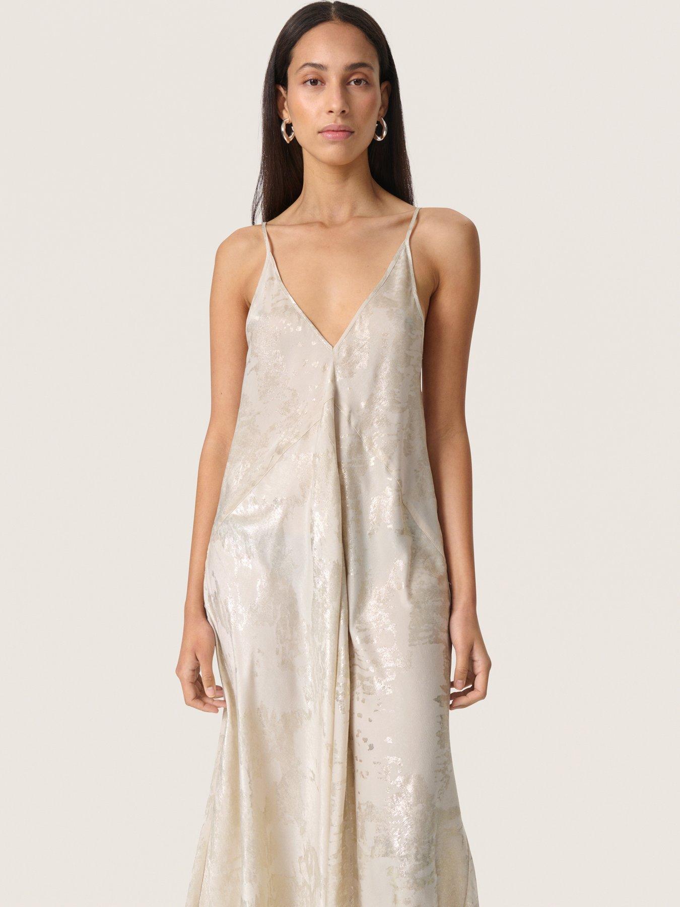 undefined Kitty Spaghetti Strap Strap Midi Dress - Grey