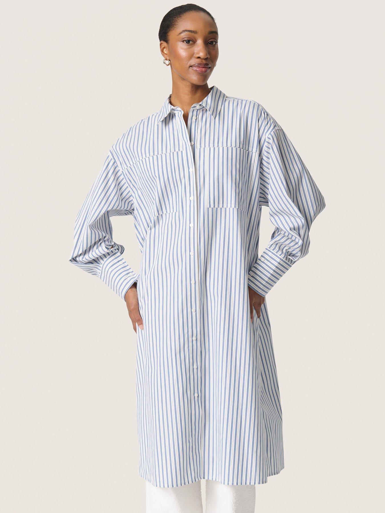 undefined Mimilou Short Sleeve Shirt Dress - White