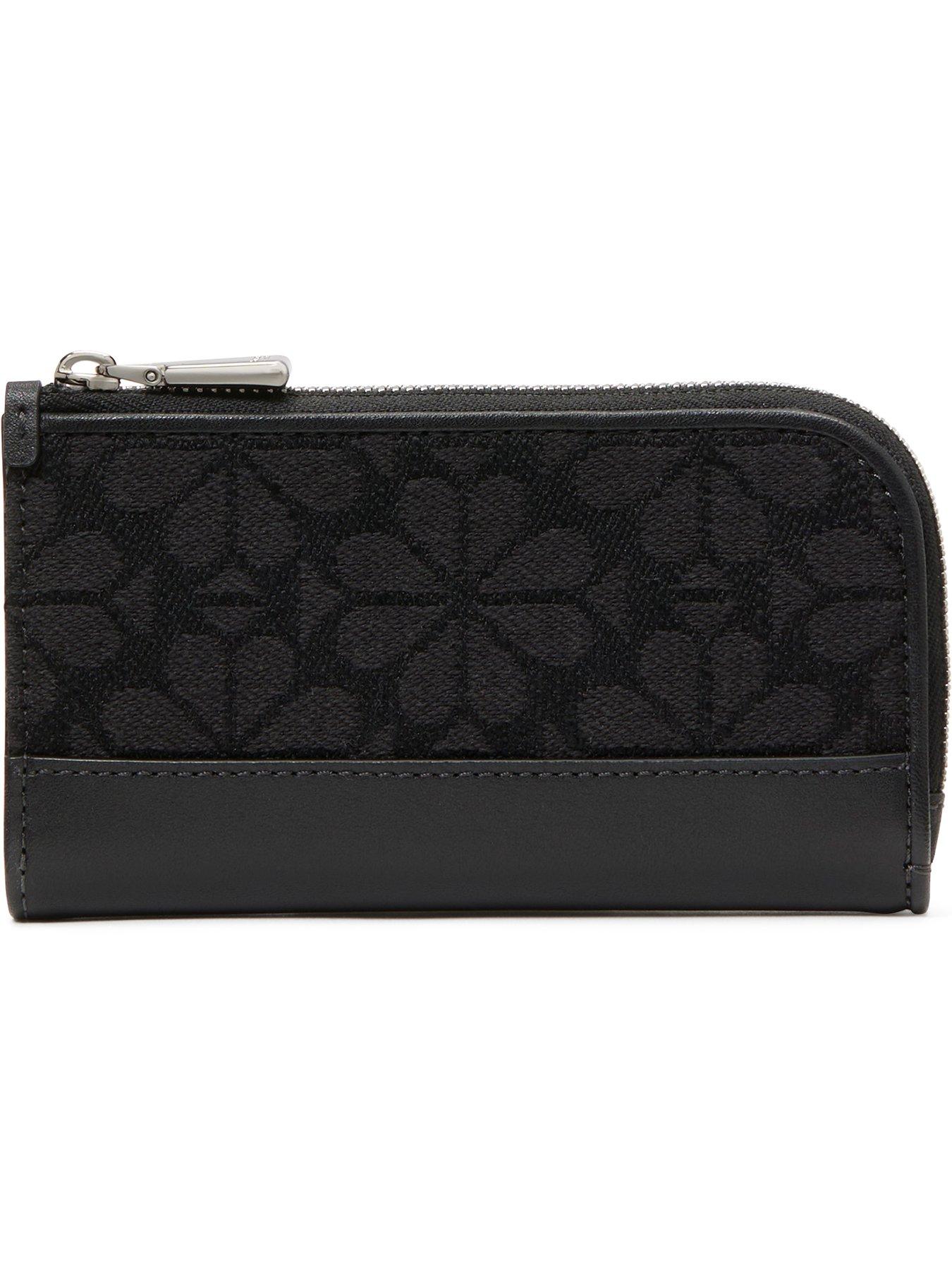 Kate Spade New York Devin Flower Jacquard Small Slim Bifold Wallet - Black