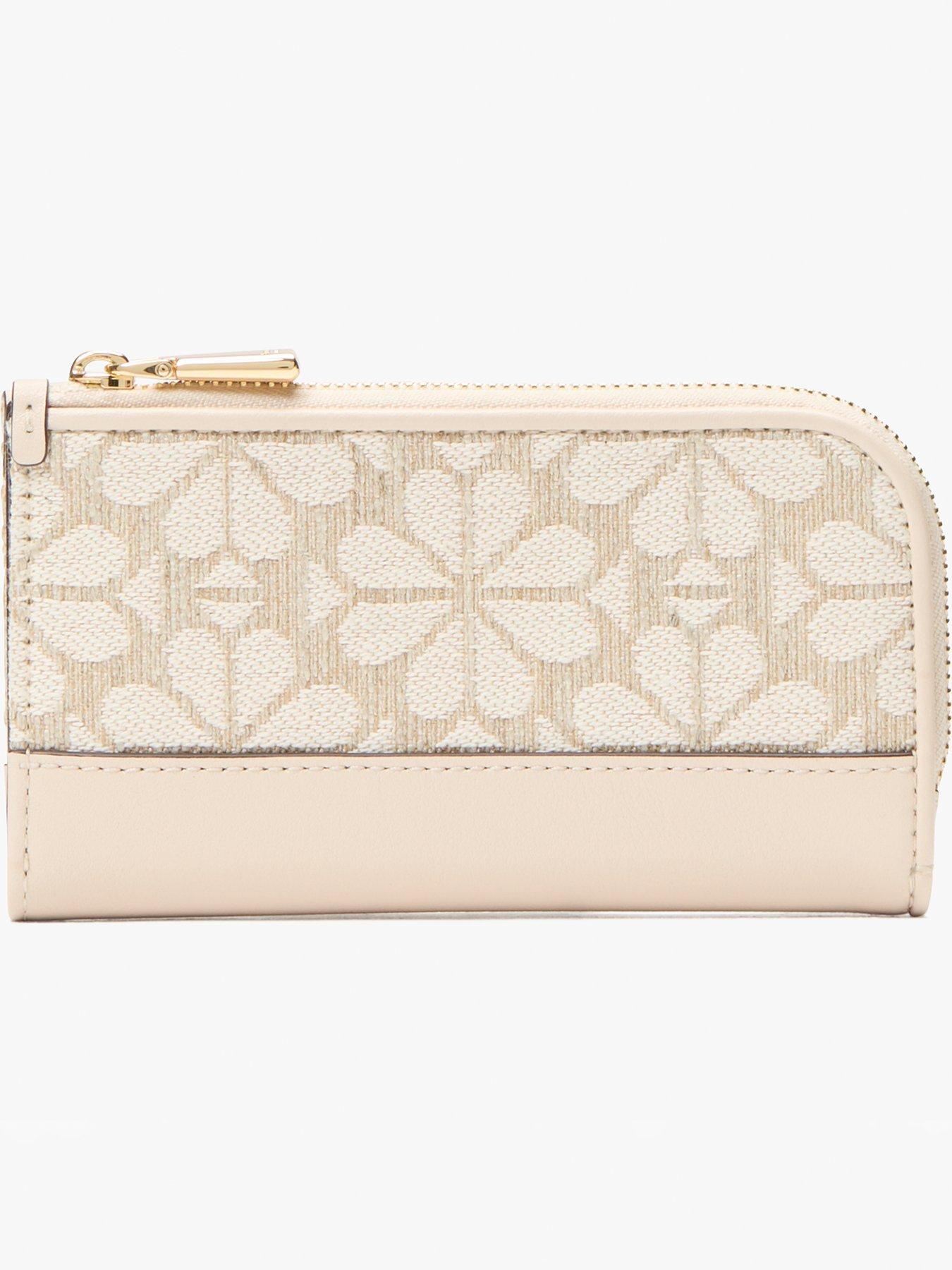 undefined Devin Flower Jacquard Small Slim Bifold Wallet - Beige