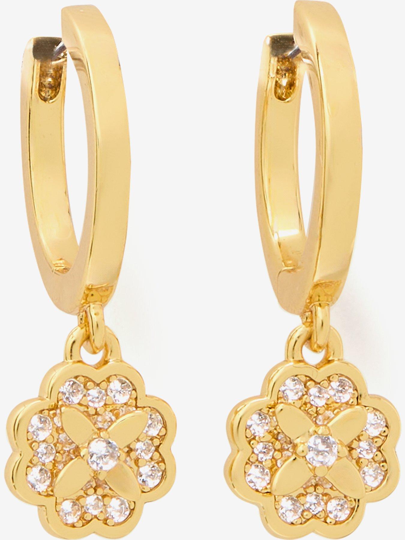 Kate Spade New York Heritage Bloom Huggie Drop Earrings - Gold
