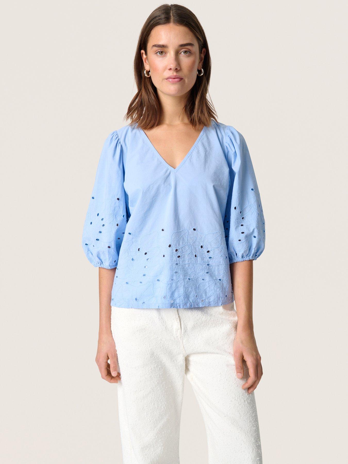 undefined Manja Short Sleeve Blouse - Blue