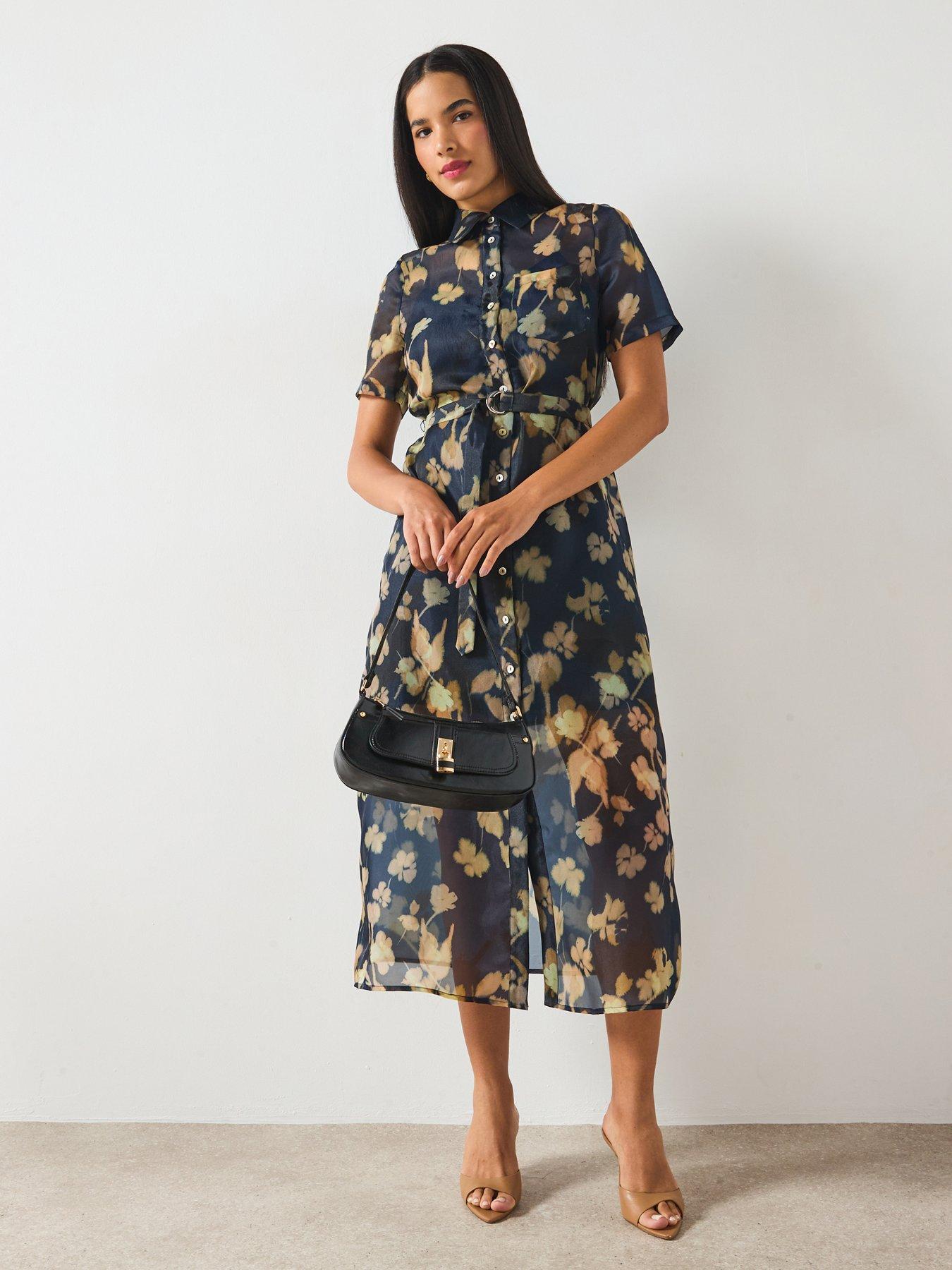 undefined Organza Midaxi Dress - Print